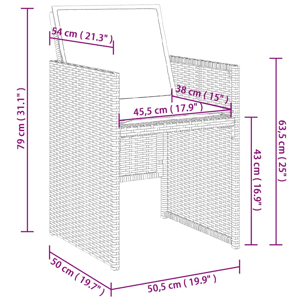 Σετ Τραπεζαρίας Κήπου 15 τεμ Μαύρο από Συνθ. Ρατάν με Μαξιλάρια 9