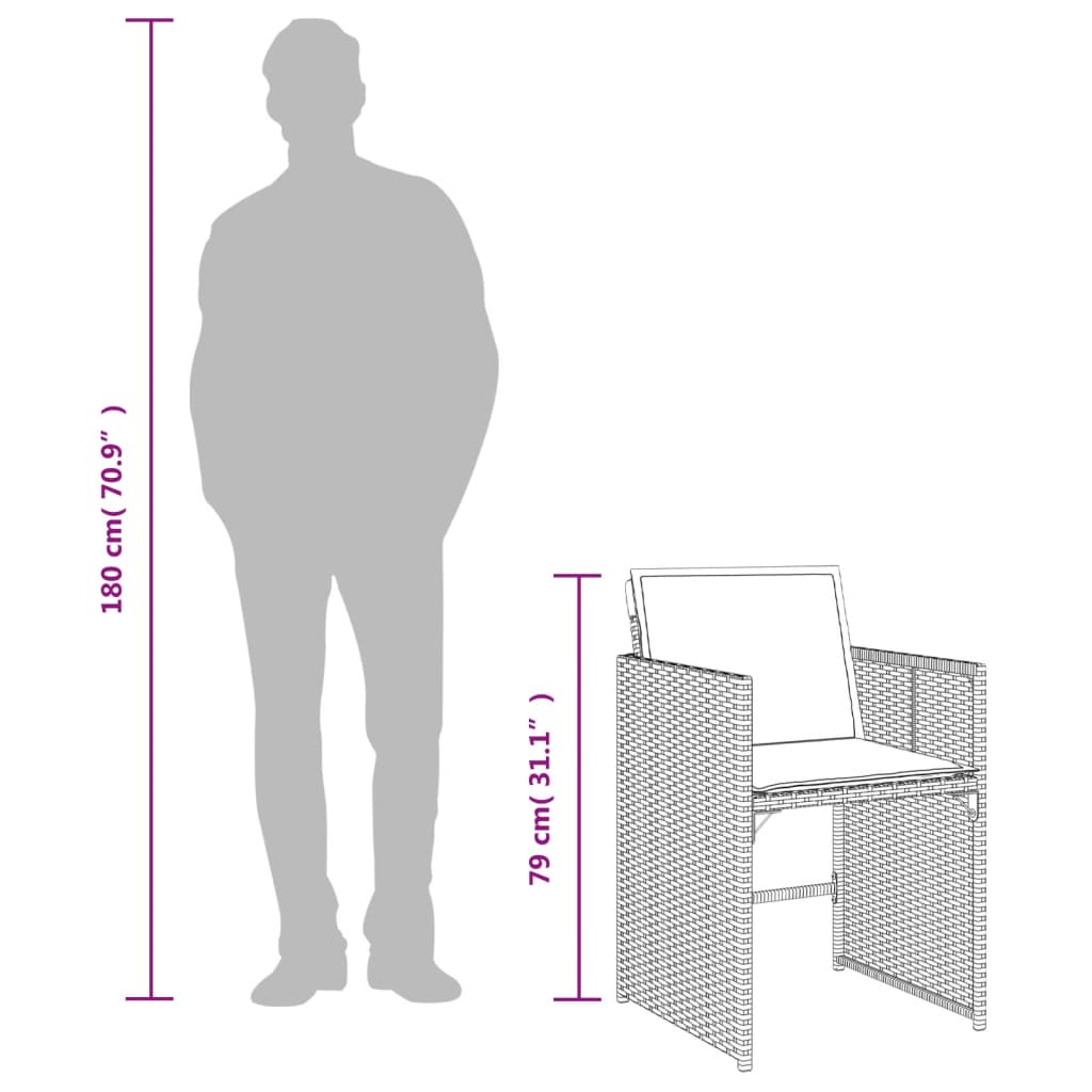 Σετ Τραπεζαρίας Κήπου 5 Τεμαχίων Καφέ Συνθ. Ρατάν με Μαξιλάρια 11