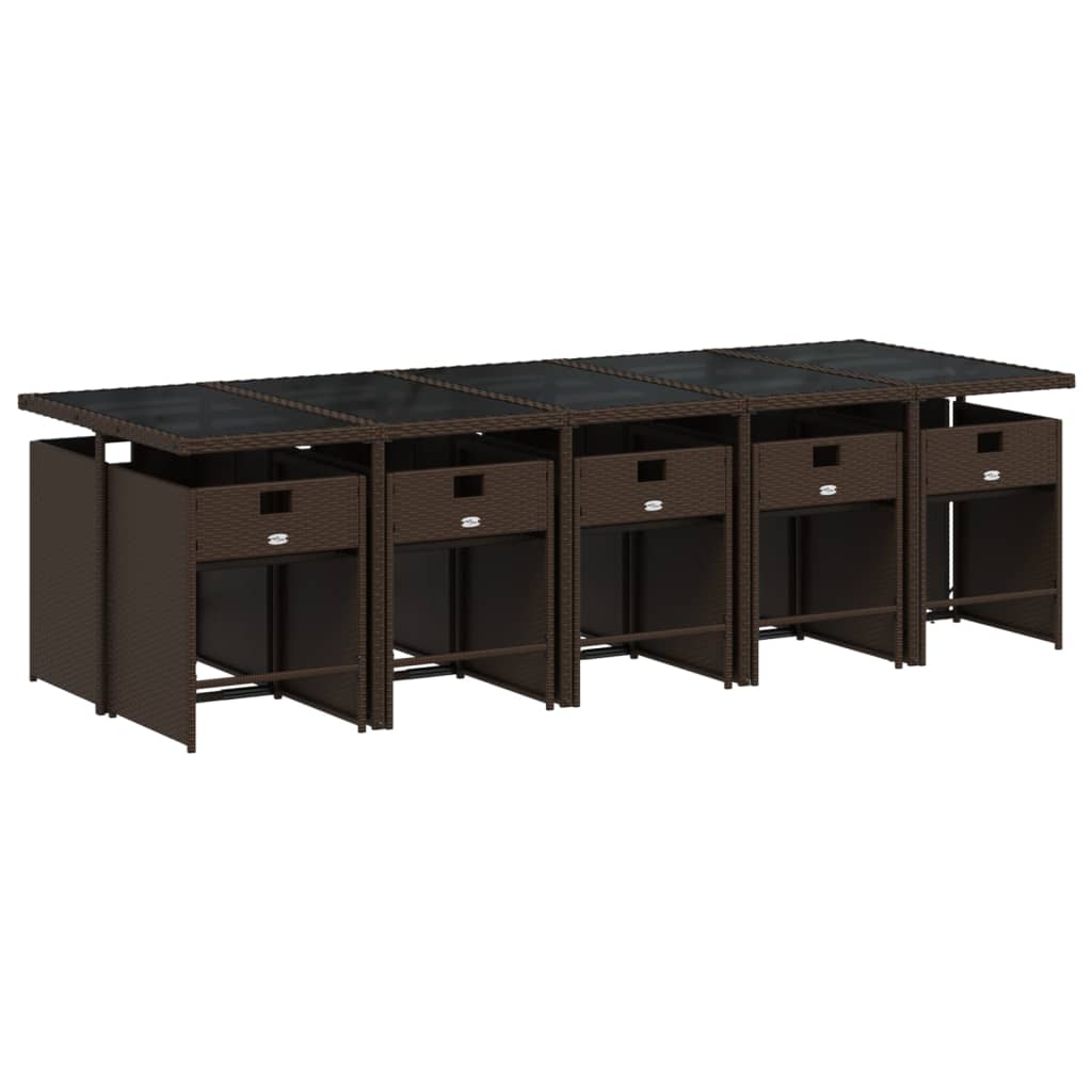 Σετ Τραπεζαρίας Κήπου 11 τεμ. Καφέ Συνθετικό Ρατάν με Μαξιλάρια 3