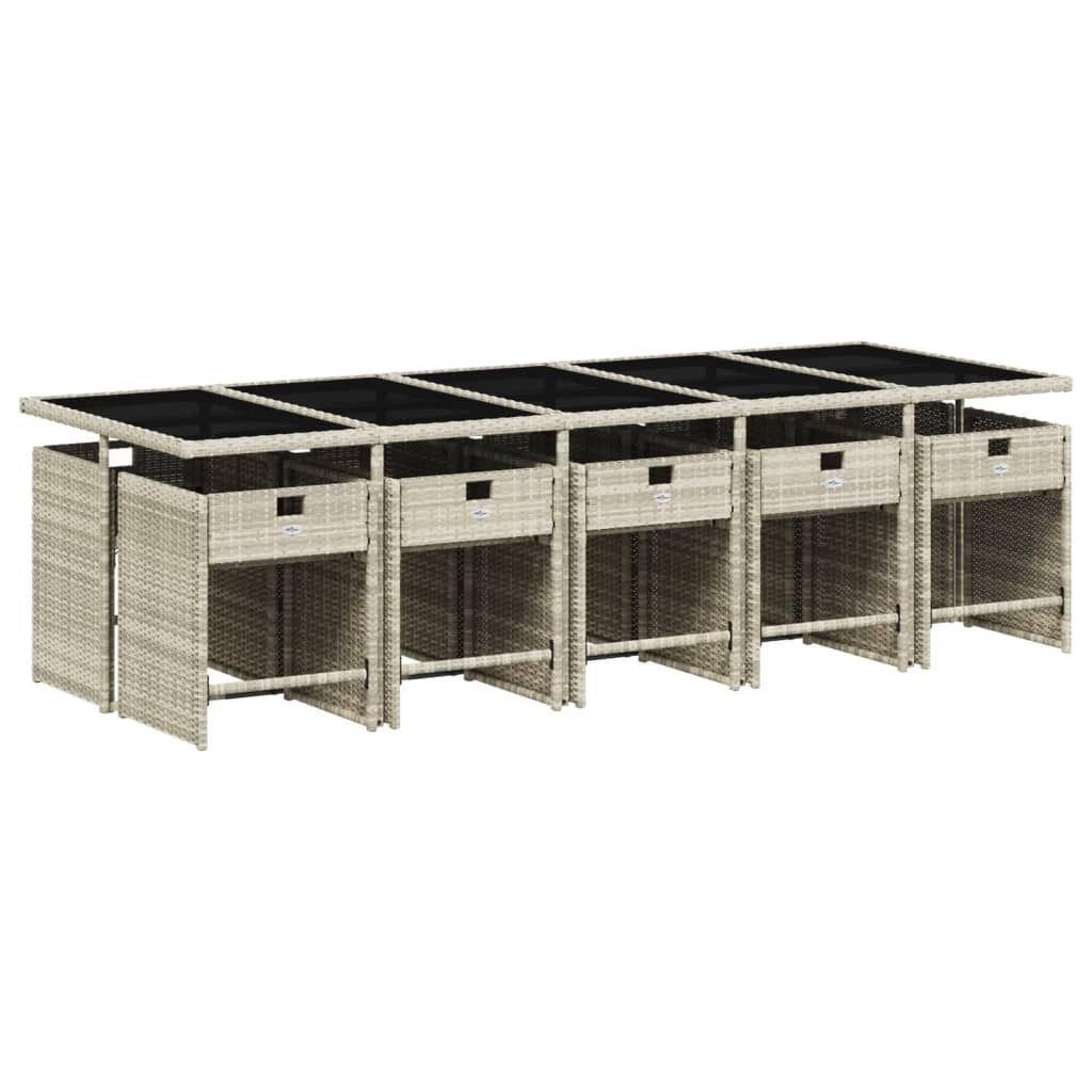 Σετ Τραπεζαρίας Κήπου 11 τεμ. Αν. Γκρι Συνθ. Ρατάν με Μαξιλάρια 3