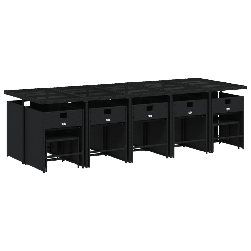 Σετ Τραπεζαρίας Κήπου 15 τεμ Μαύρο από Συνθ. Ρατάν με Μαξιλάρια 6