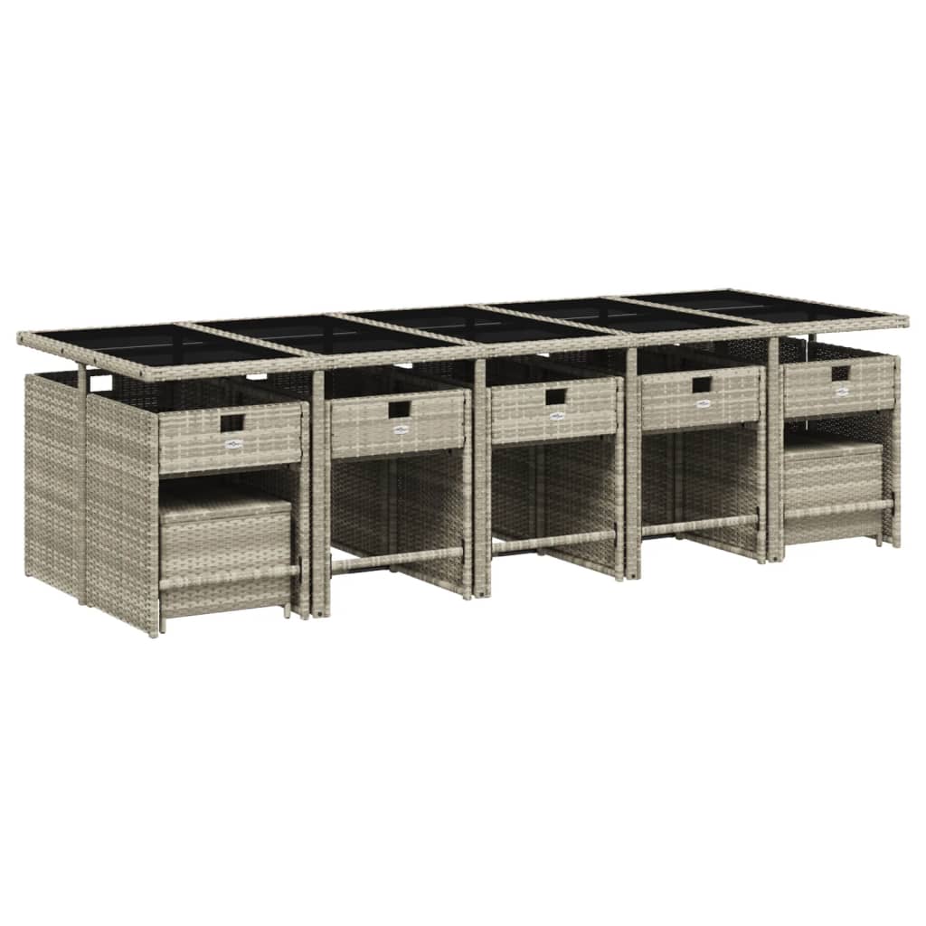 Σετ Τραπεζαρίας Κήπου 15 τεμ. Αν. Γκρι Συνθ. Ρατάν με Μαξιλάρια 5