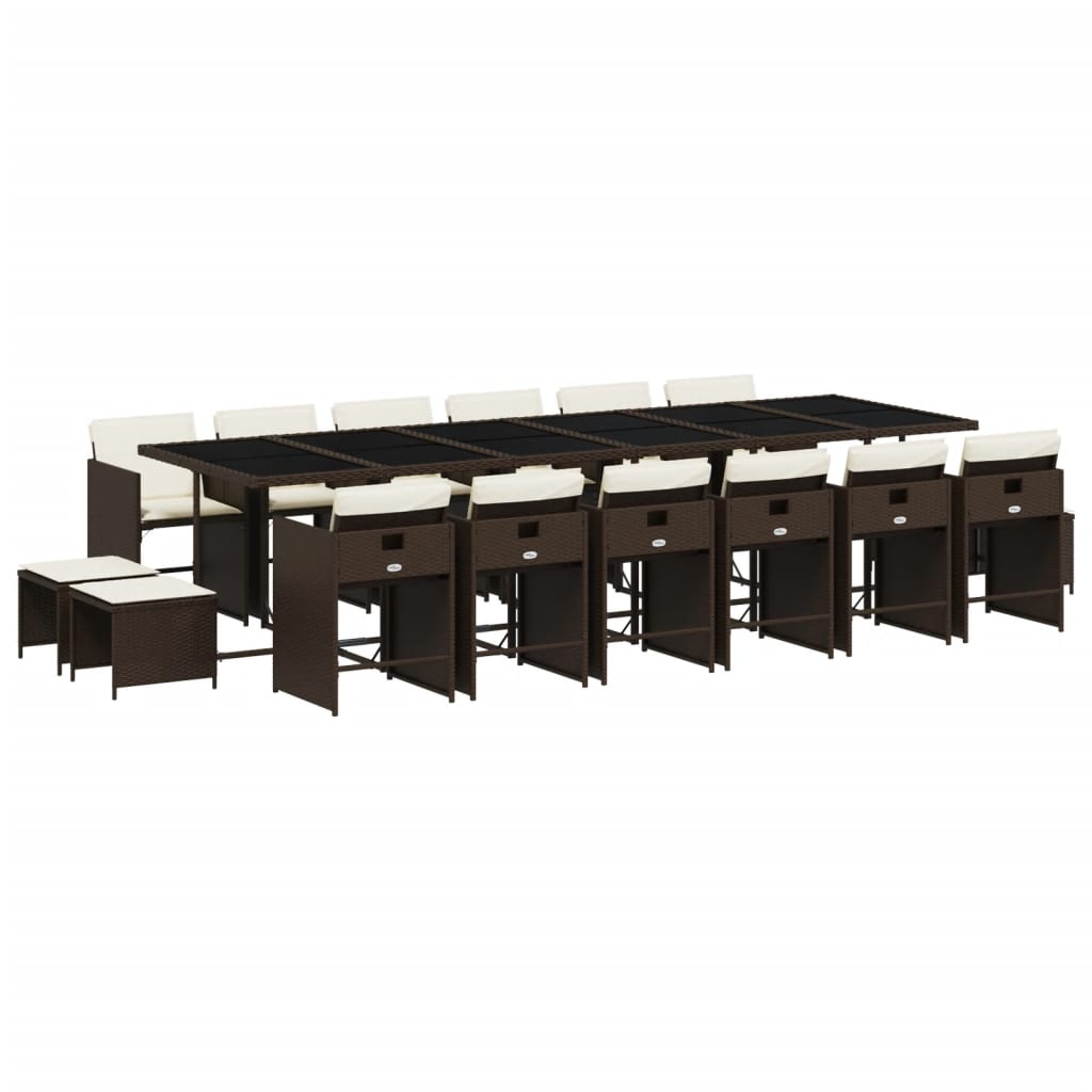 Σετ Τραπεζαρίας Κήπου 17 τεμ Καφέ από Συνθ. Ρατάν με Μαξιλάρια 2