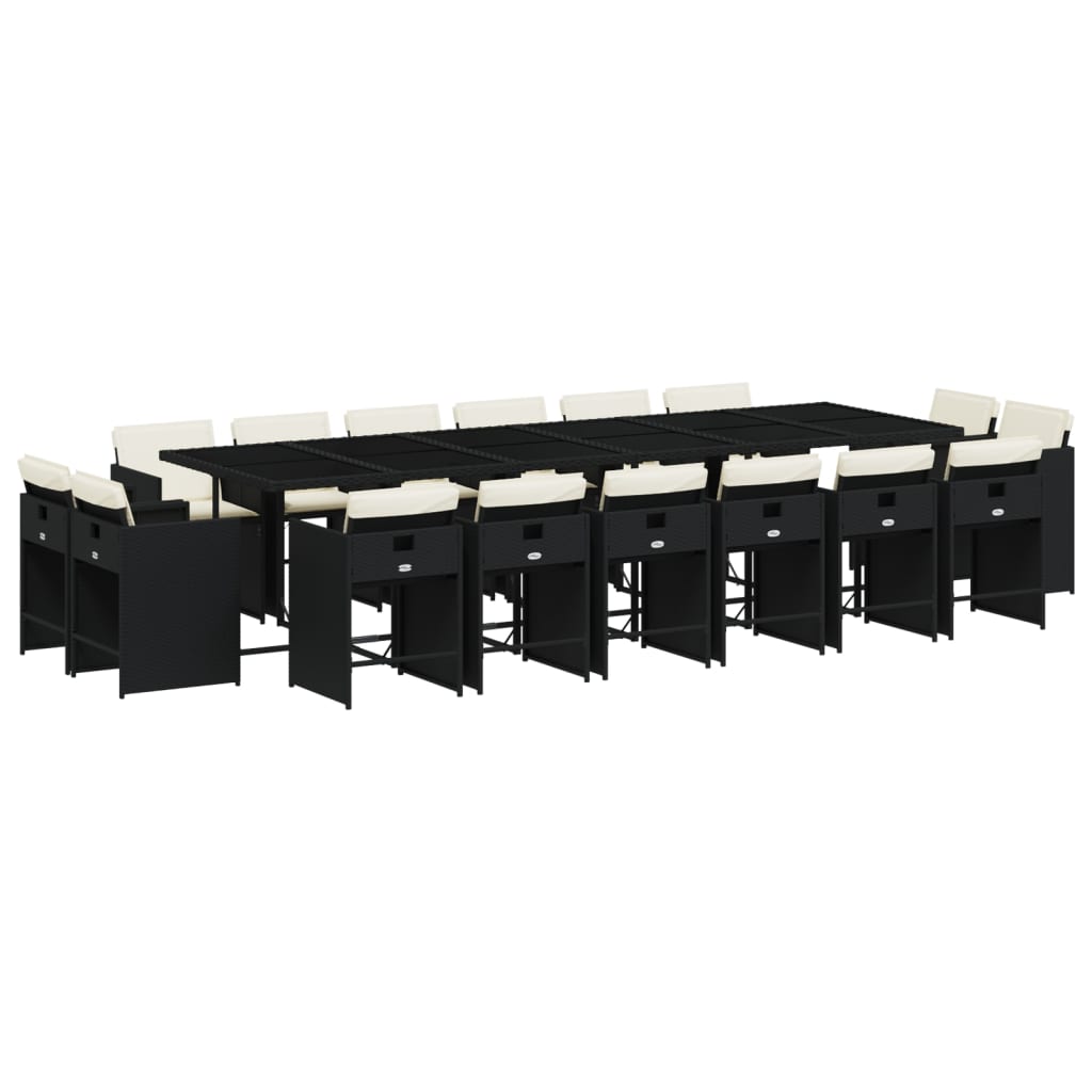 Σετ Τραπεζαρίας Κήπου 17 τεμ Μαύρο από Συνθ. Ρατάν με Μαξιλάρια 2