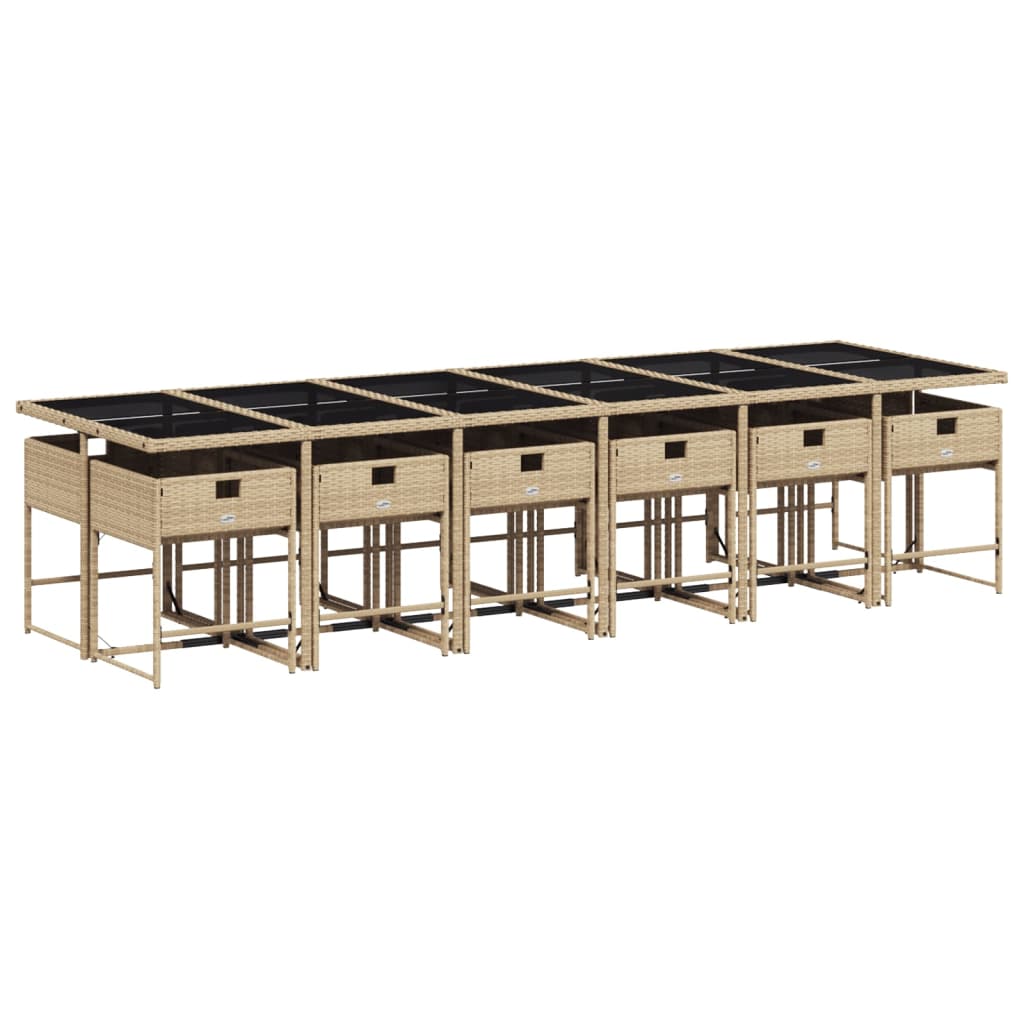 Σετ Τραπεζαρίας Κήπου 13 τεμ. Μπεζ Συνθ. Ρατάν με Μαξιλάρια 5