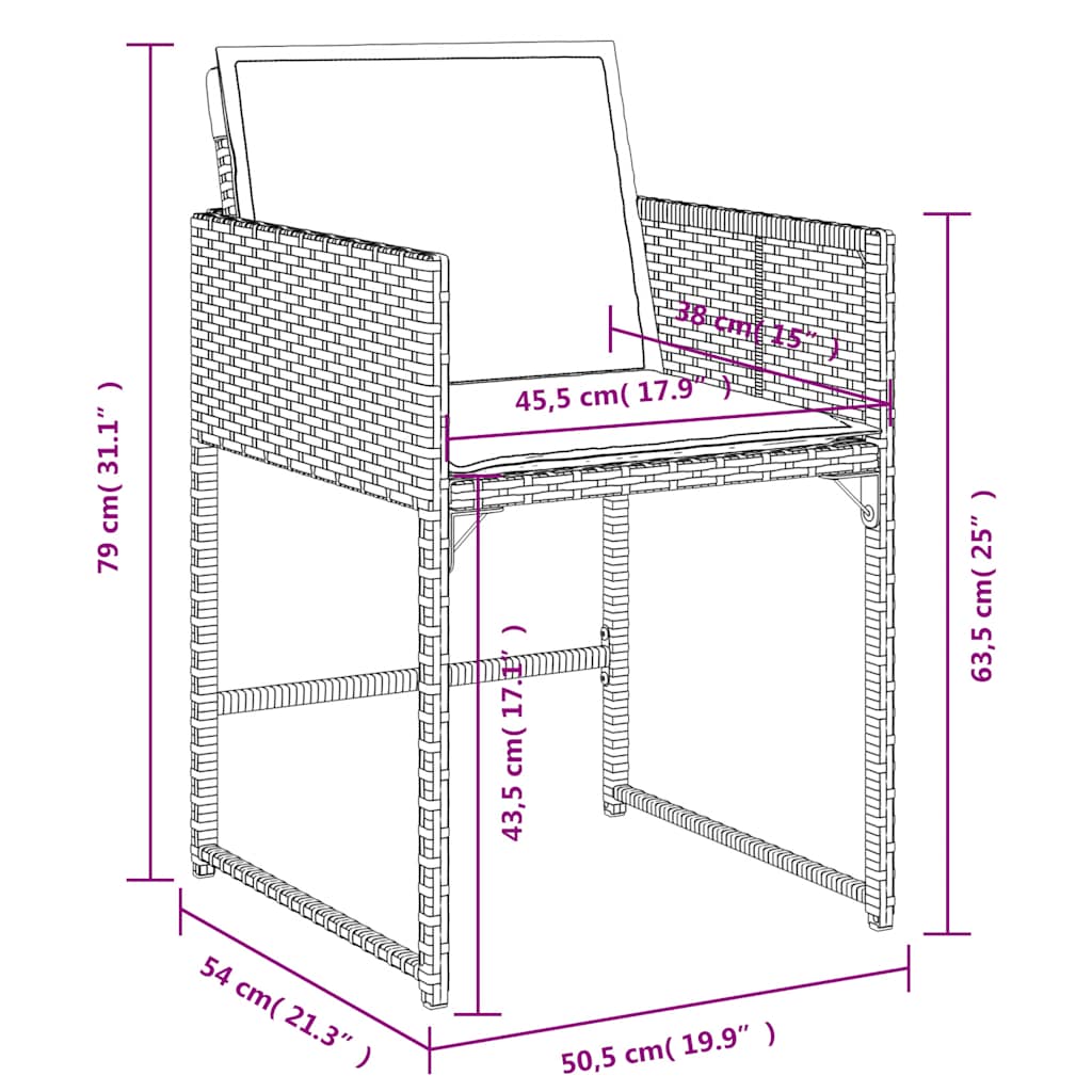 Τραπεζαρία Κήπου 13 Τεμαχίων Γκρι Συνθετικό Ρατάν με Μαξιλάρια 12