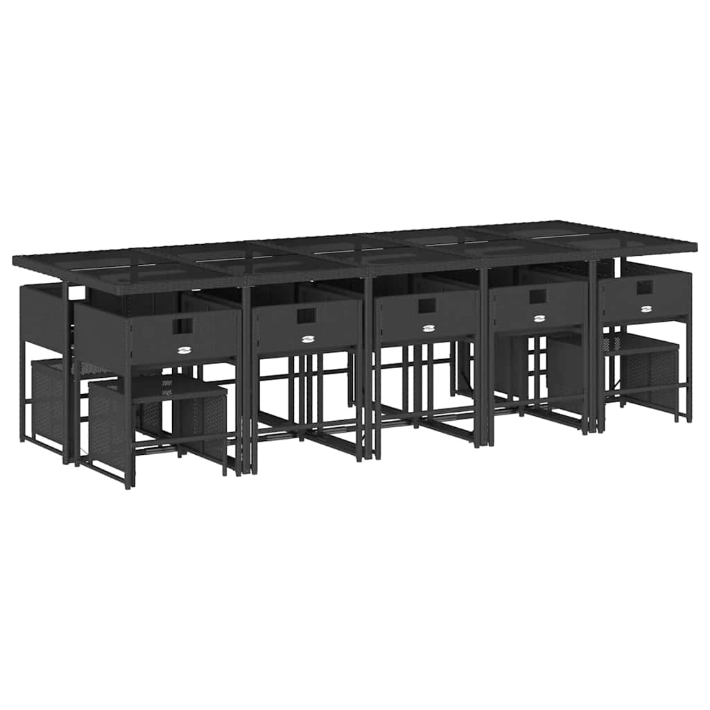 Σετ Τραπεζαρίας Κήπου 15 τεμ Μαύρο από Συνθ. Ρατάν με Μαξιλάρια 5