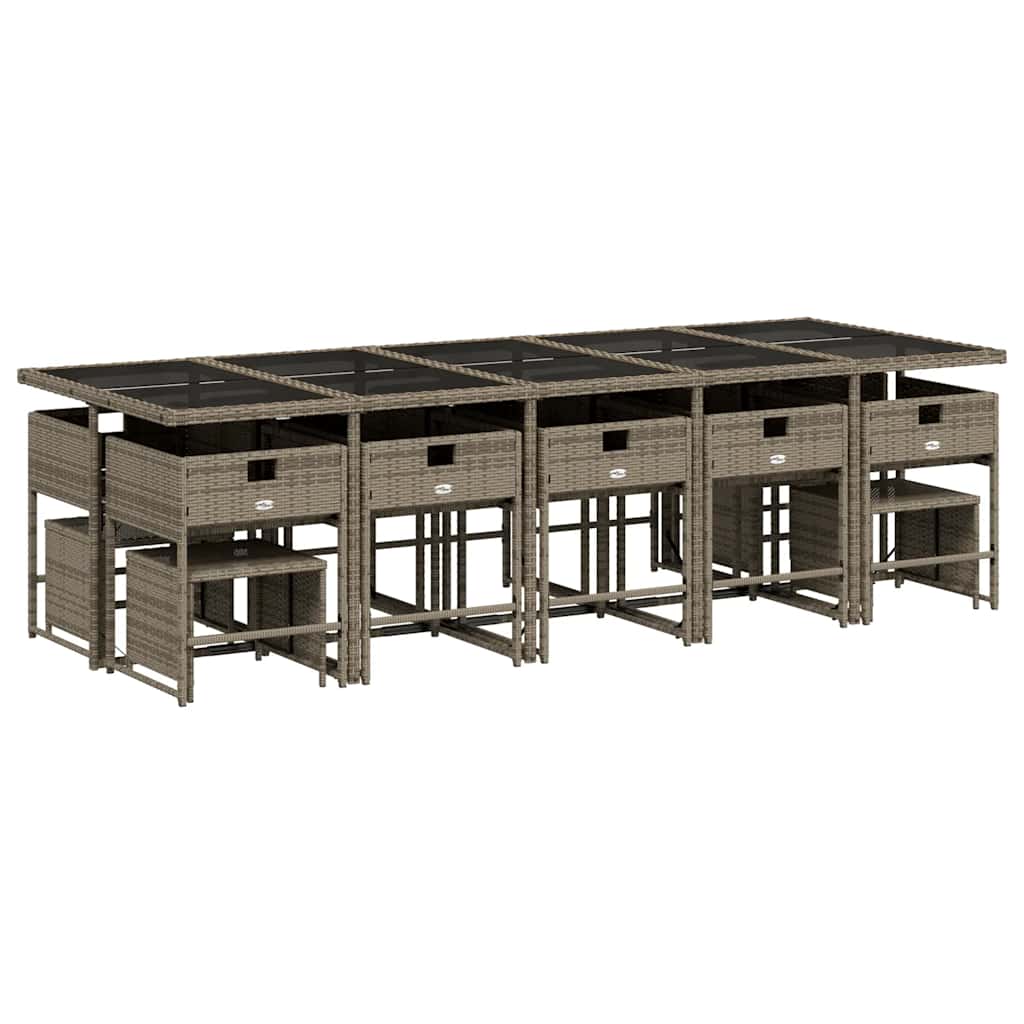 Σετ Τραπεζαρίας Κήπου 15 τεμ. Γκρι Συνθετικό Ρατάν με Μαξιλάρια 5