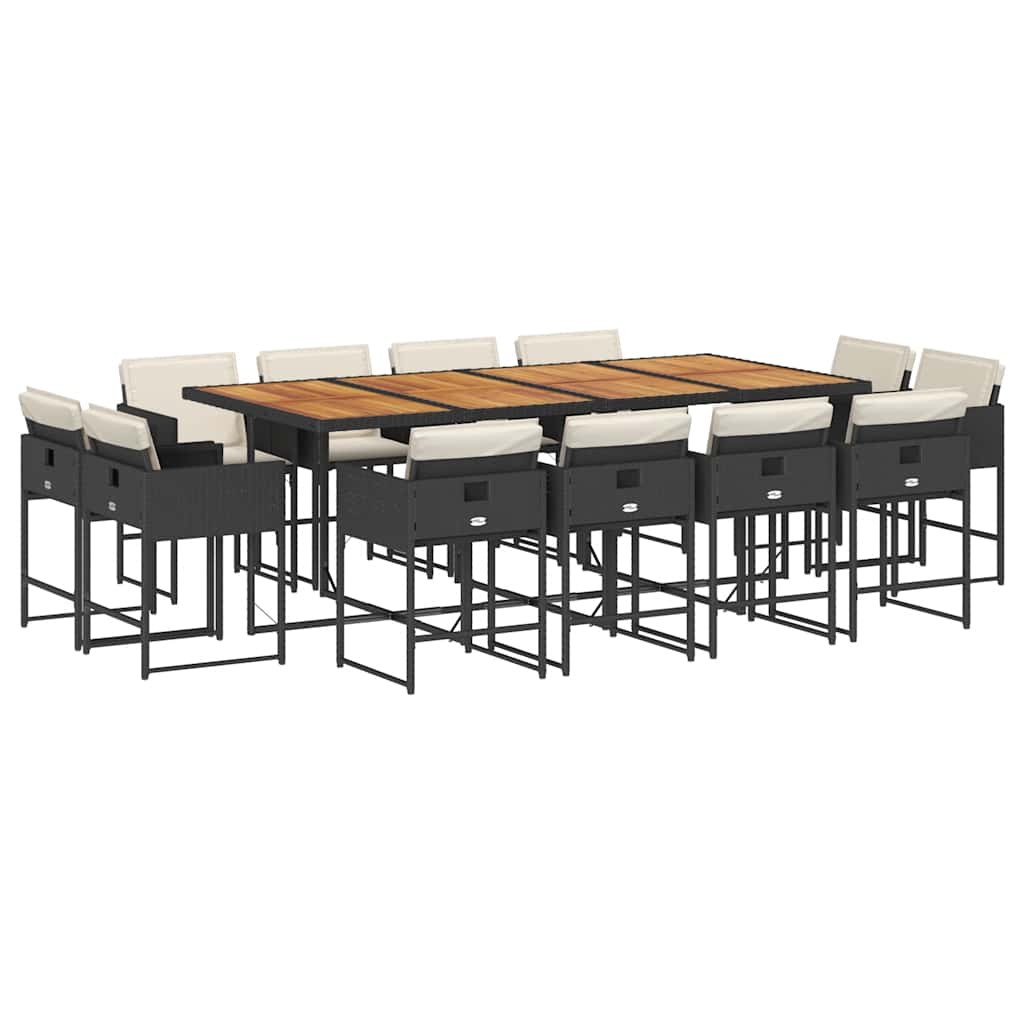 Σετ Τραπεζαρίας Κήπου 13τεμ. Μαύρο από Συνθ. Ρατάν με Μαξιλάρια 2