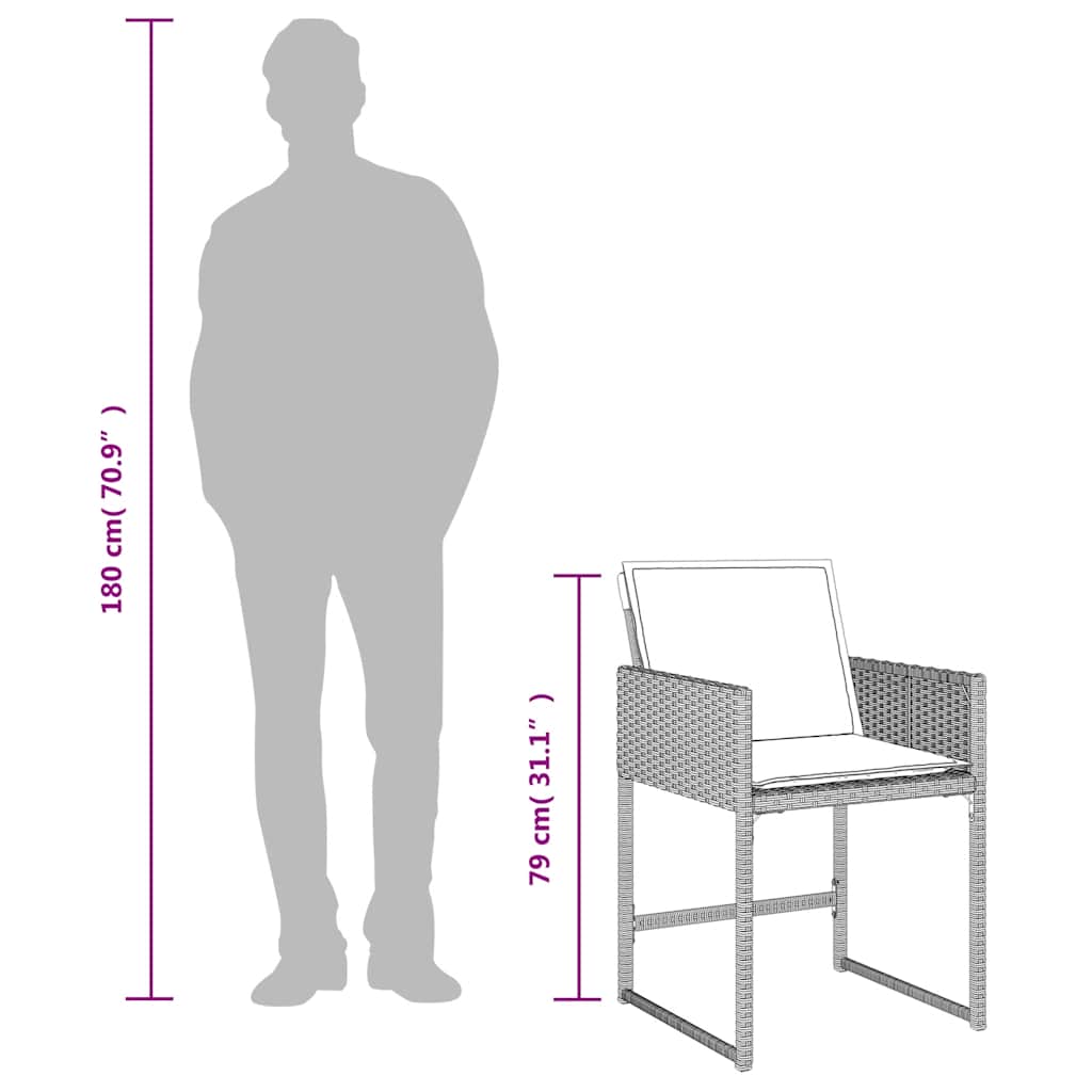 Σετ Τραπεζαρίας Κήπου 15 τεμ. Αν. Γκρι Συνθ. Ρατάν με Μαξιλάρια 10