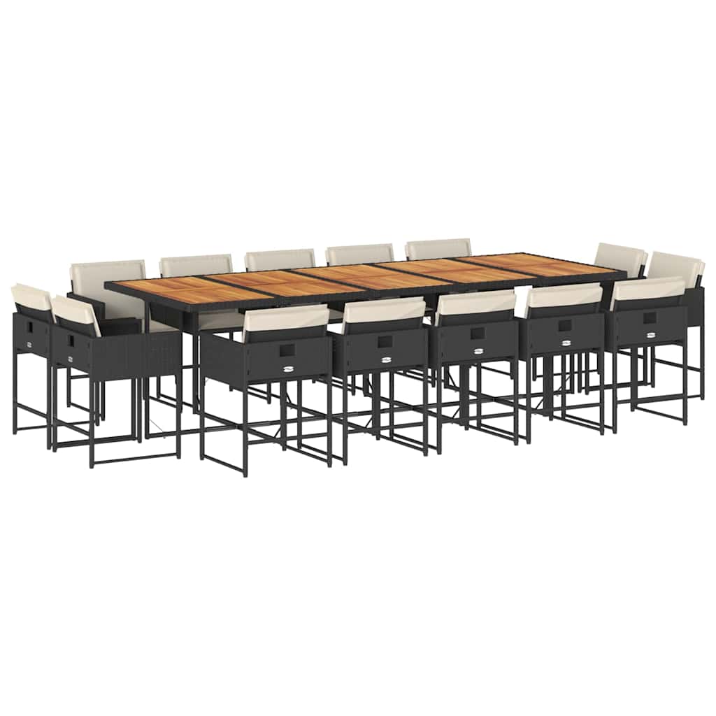 Σετ Τραπεζαρίας Κήπου 15 τεμ Μαύρο από Συνθ. Ρατάν με Μαξιλάρια 2