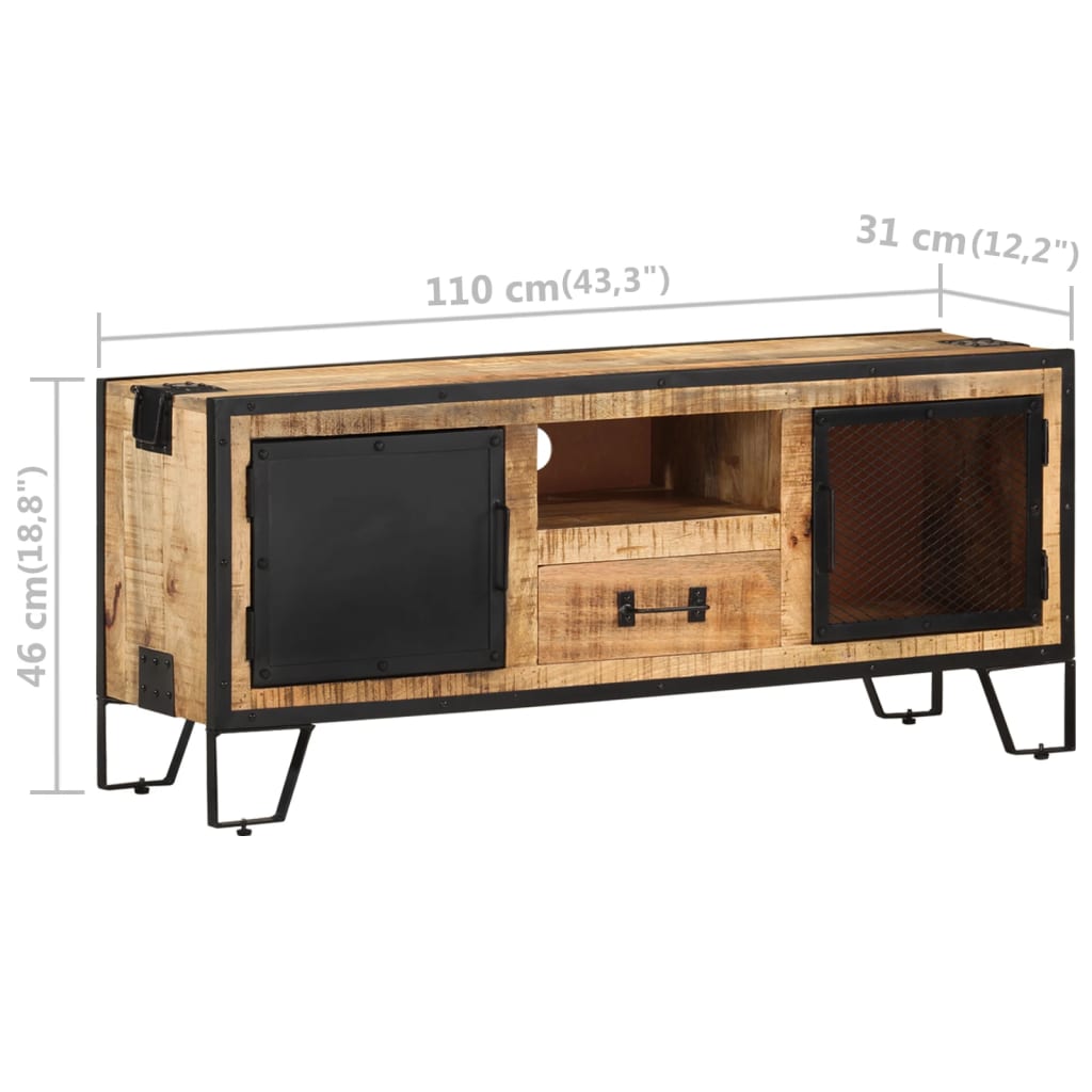 Έπιπλο Τηλεόρασης 110 x 31 x 46 εκ. από Ακατέργαστο Ξύλο Μάνγκο 10