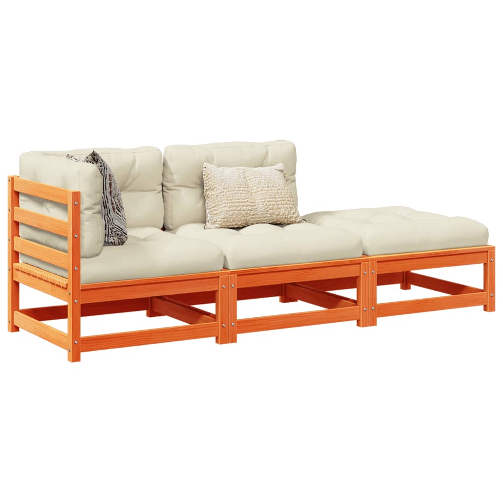 Καναπές Κήπου Σετ 5 τεμ. Καφέ Μασίφ Ξύλο Πεύκου με Μαξιλάρια 1