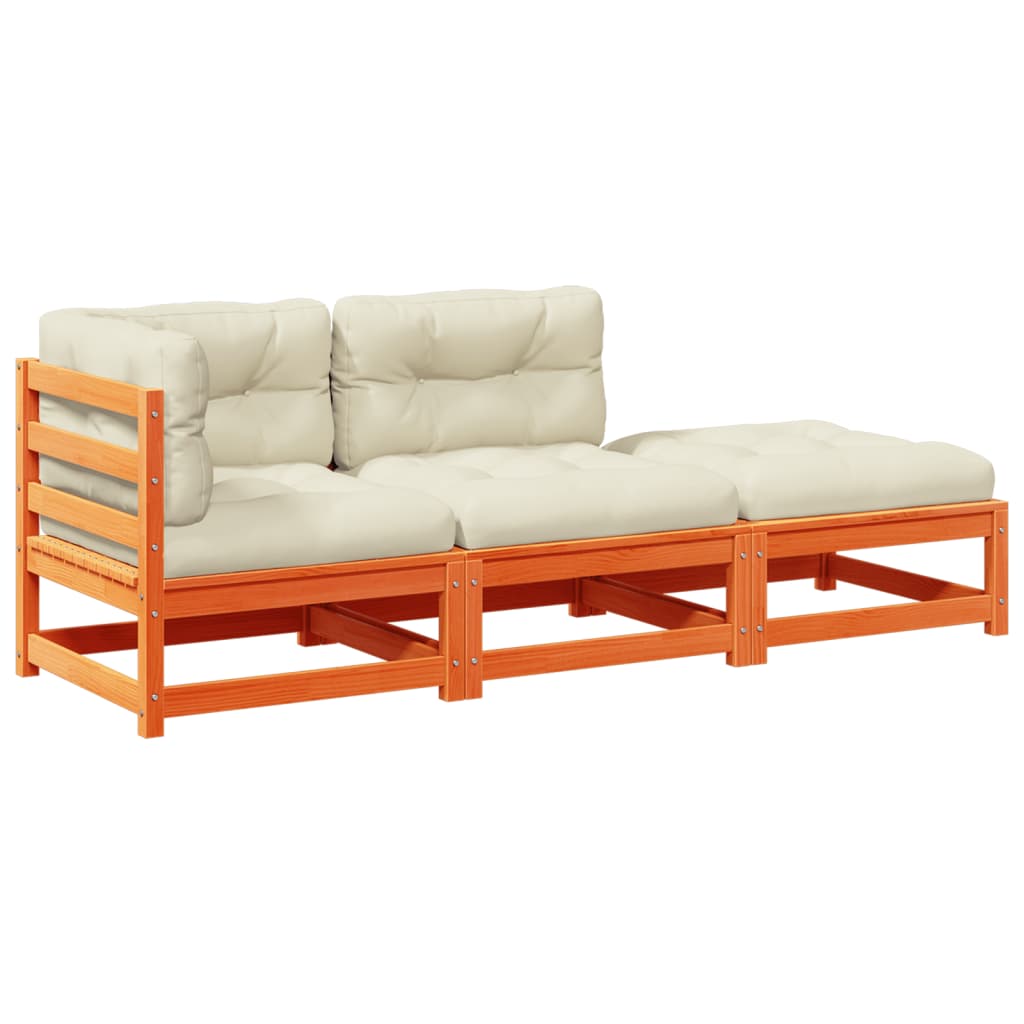 Καναπές Κήπου Σετ 5 τεμ. Καφέ Μασίφ Ξύλο Πεύκου με Μαξιλάρια 2