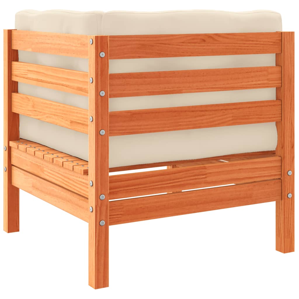 Καναπές Κήπου Σετ 4 τεμ. Καφέ Μασίφ Ξύλο Πεύκου με Μαξιλάρια 7