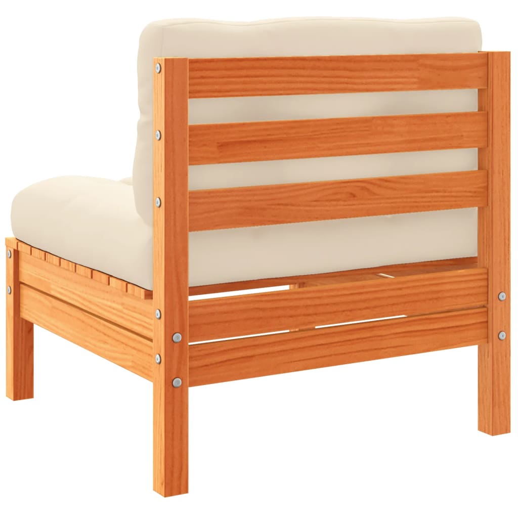 Καναπές Κήπου Σετ 4 τεμ. Καφέ Μασίφ Ξύλο Πεύκου με Μαξιλάρια 8