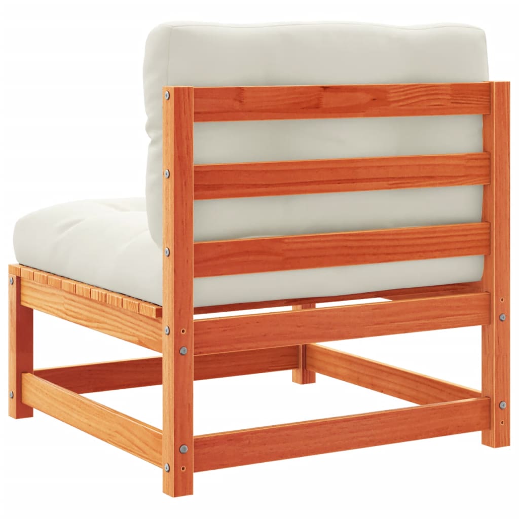 Καναπές Κήπου Σετ 4 τεμ. Καφέ Μασίφ Ξύλο Πεύκου με Μαξιλάρια 7