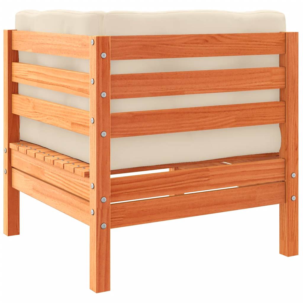 Καναπές Κήπου Σετ 8 τεμ. Καφέ Μασίφ Ξύλο Πεύκου με Μαξιλάρια 8