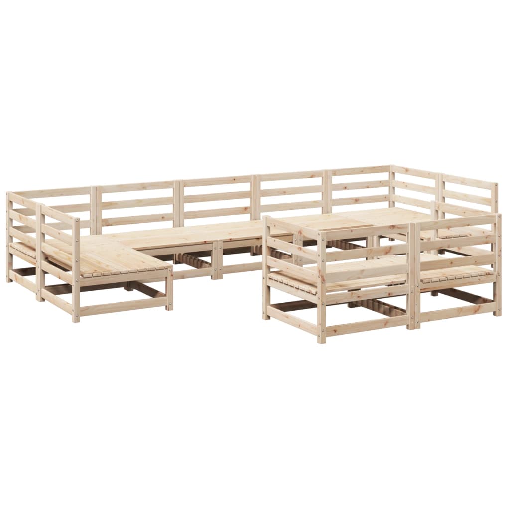 Καναπές Κήπου Σετ 9 Τεμαχίων από Μασίφ Ξύλο Πεύκου 2