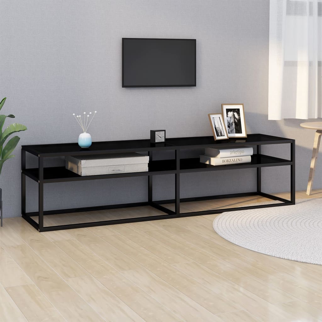 Έπιπλο Τηλεόρασης Μαύρο 160 x 40 x 40,5 εκ. από Γυαλί Ασφαλ. 1