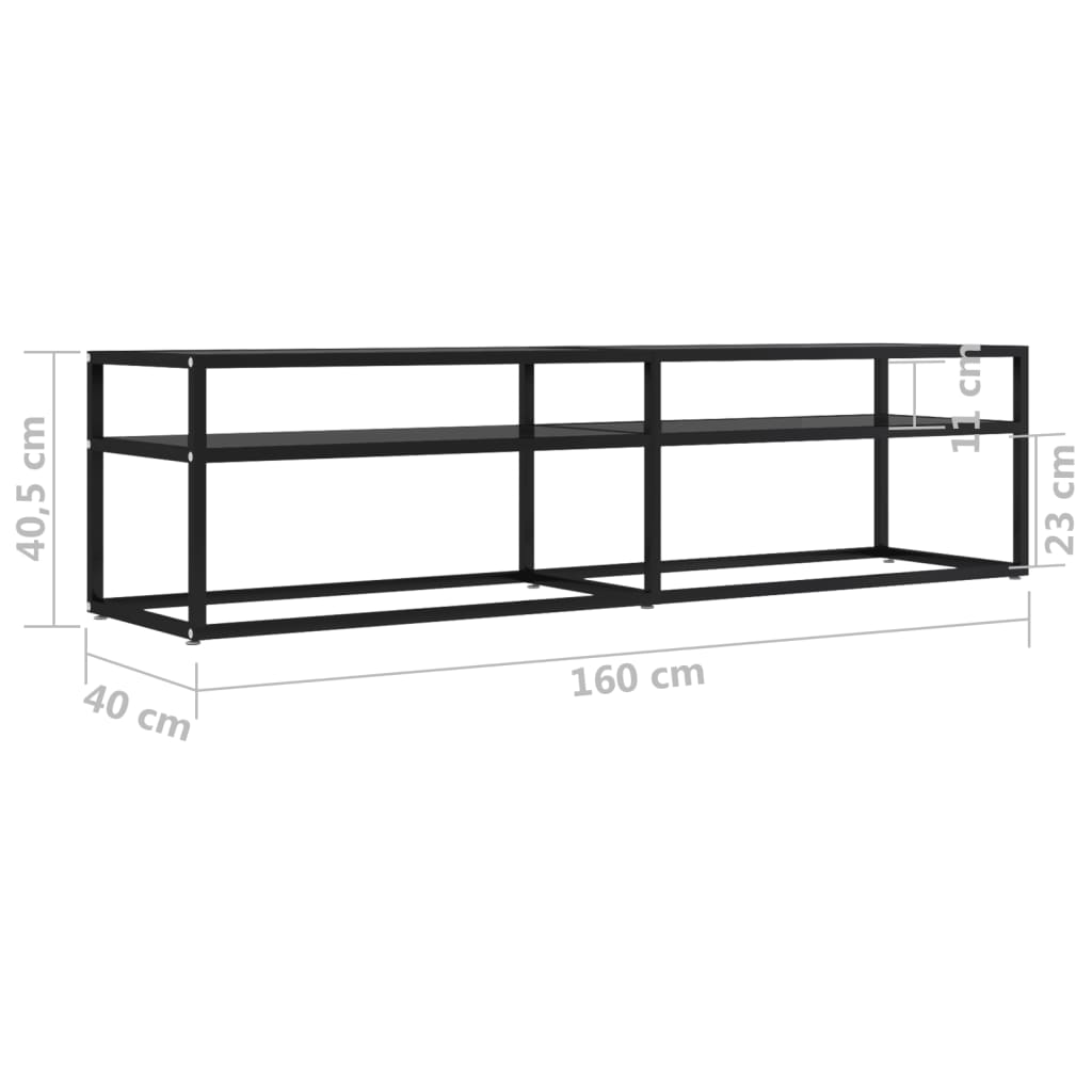 Έπιπλο Τηλεόρασης Μαύρο 160 x 40 x 40,5 εκ. από Γυαλί Ασφαλ. 6