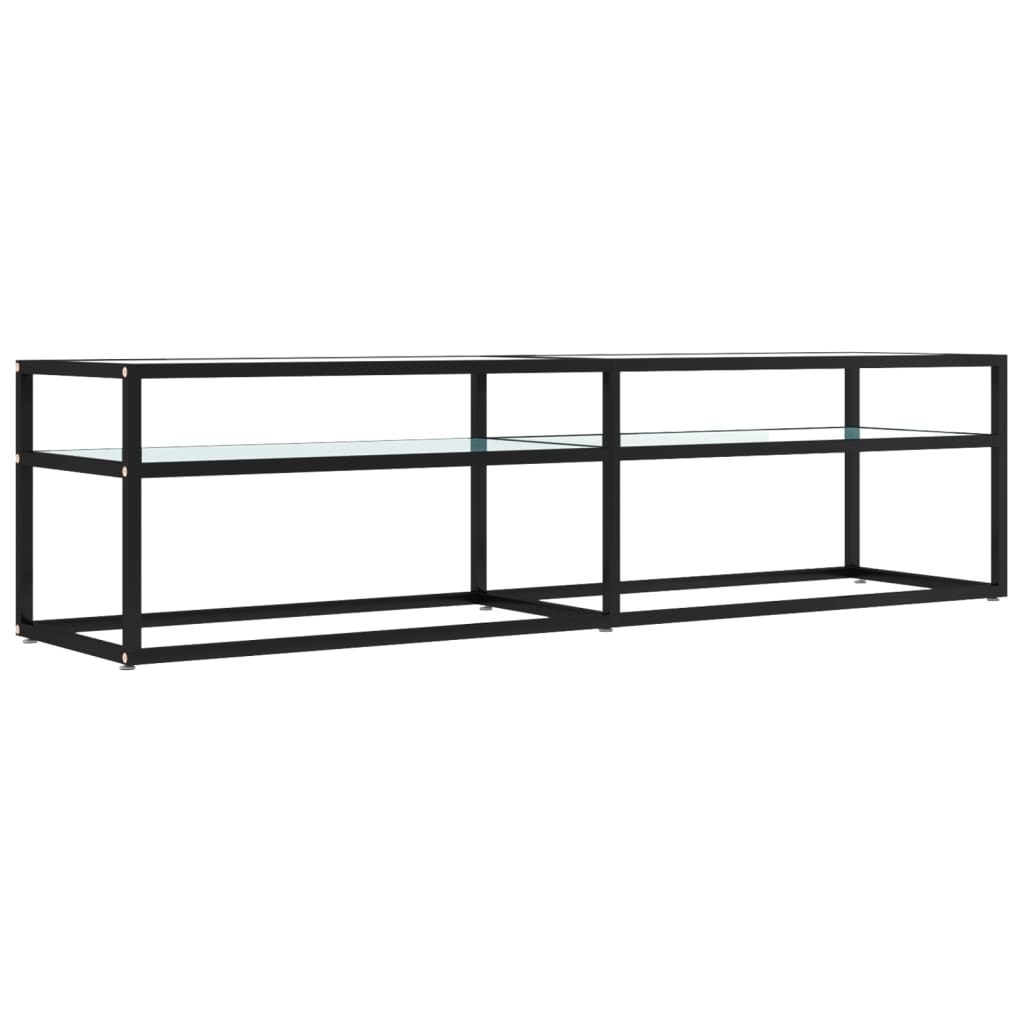 Έπιπλο Τηλεόρασης Λευκό Όψη Μαρμάρου 160x40x40,5εκ Ψημένο Γυαλί 2