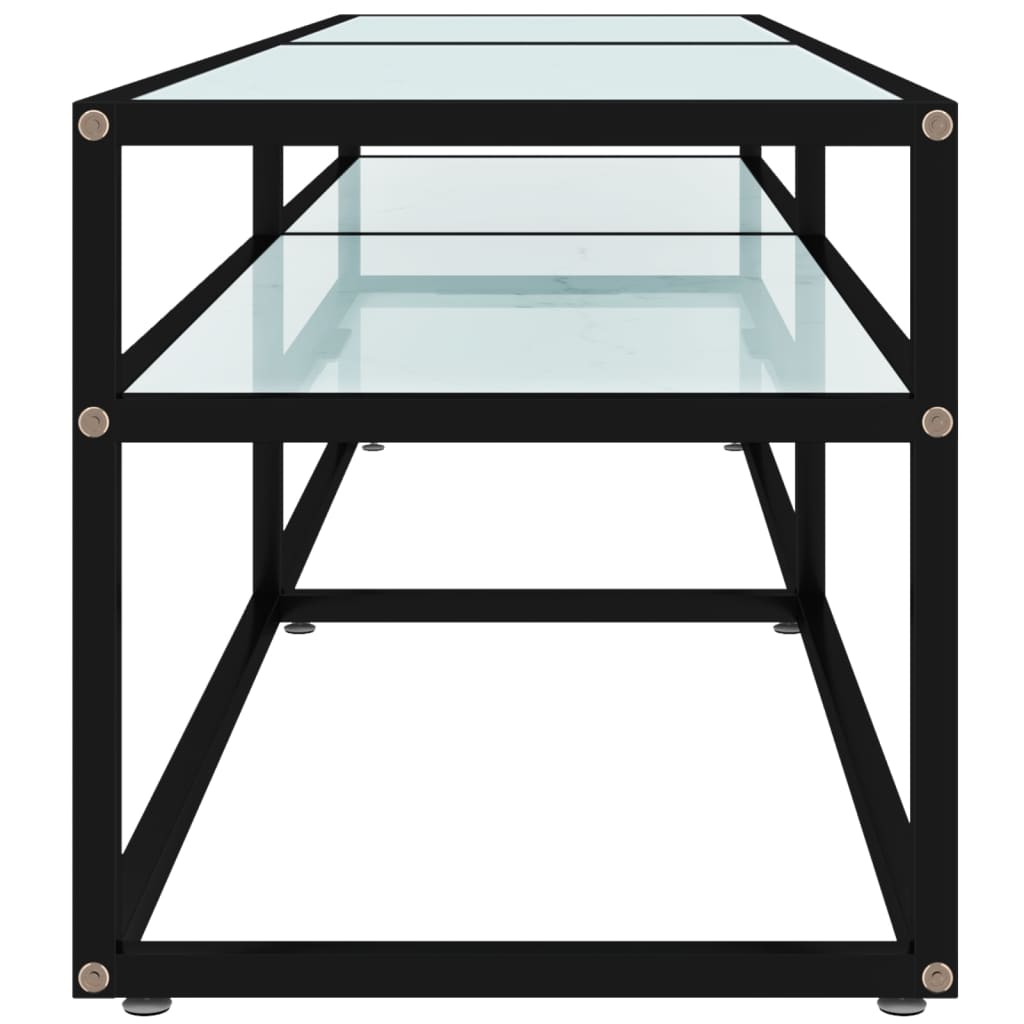 Έπιπλο Τηλεόρασης Λευκό Όψη Μαρμάρου 160x40x40,5εκ Ψημένο Γυαλί 4