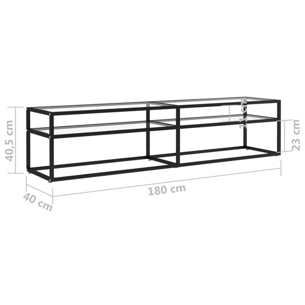 Έπιπλο Τηλεόρασης Διαφανές 180 x 40 x 40,5 εκ. από Ψημένο Γυαλί 6
