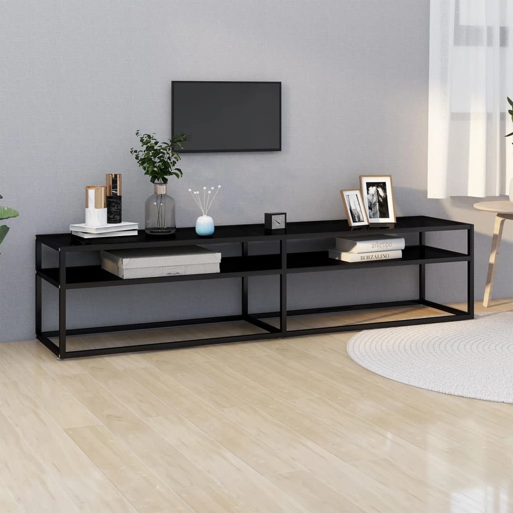 Έπιπλο Τηλεόρασης Μαύρο 180 x 40 x 40,5 εκ. από Γυαλί Ασφαλ. 1