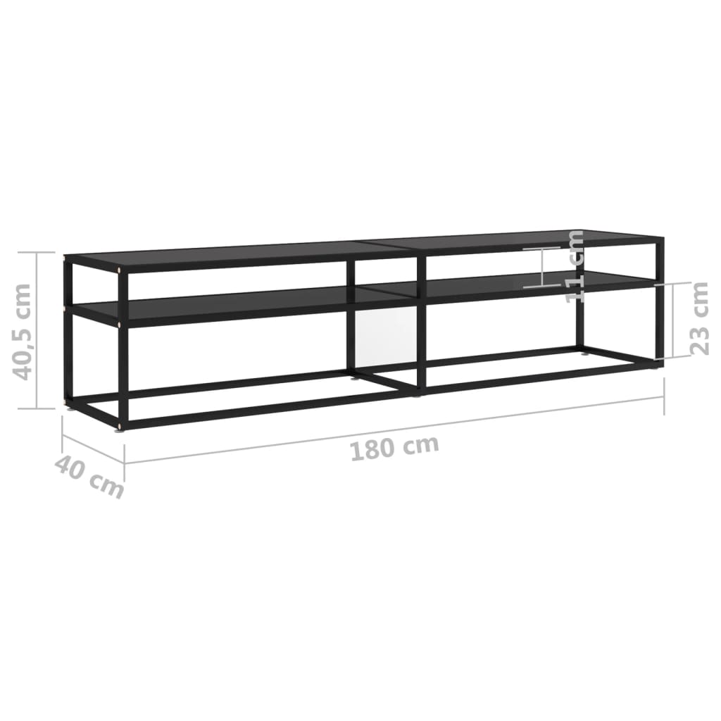 Έπιπλο Τηλεόρασης Μαύρο 180 x 40 x 40,5 εκ. από Γυαλί Ασφαλ. 6