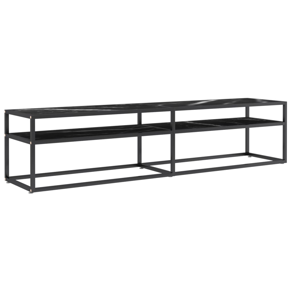 Έπιπλο Τηλεόρασης Λευκό Όψη Μαρμάρου 180x40x40,5εκ Γυαλί Ασφαλ. 2