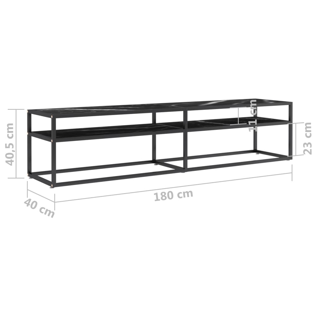 Έπιπλο Τηλεόρασης Λευκό Όψη Μαρμάρου 180x40x40,5εκ Γυαλί Ασφαλ. 7