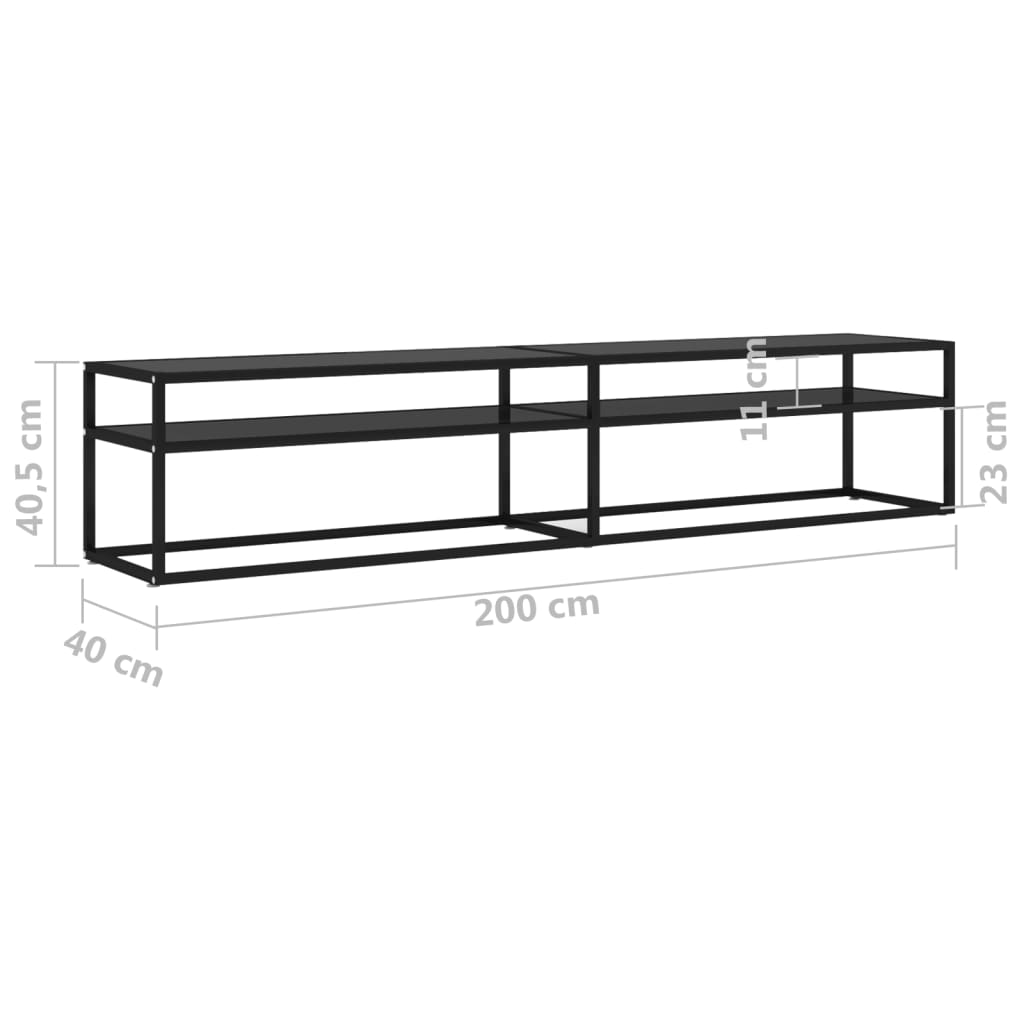 Έπιπλο Τηλεόρασης Μαύρο 200 x 40 x 40,5 εκ. από Γυαλί Ασφαλ. 6