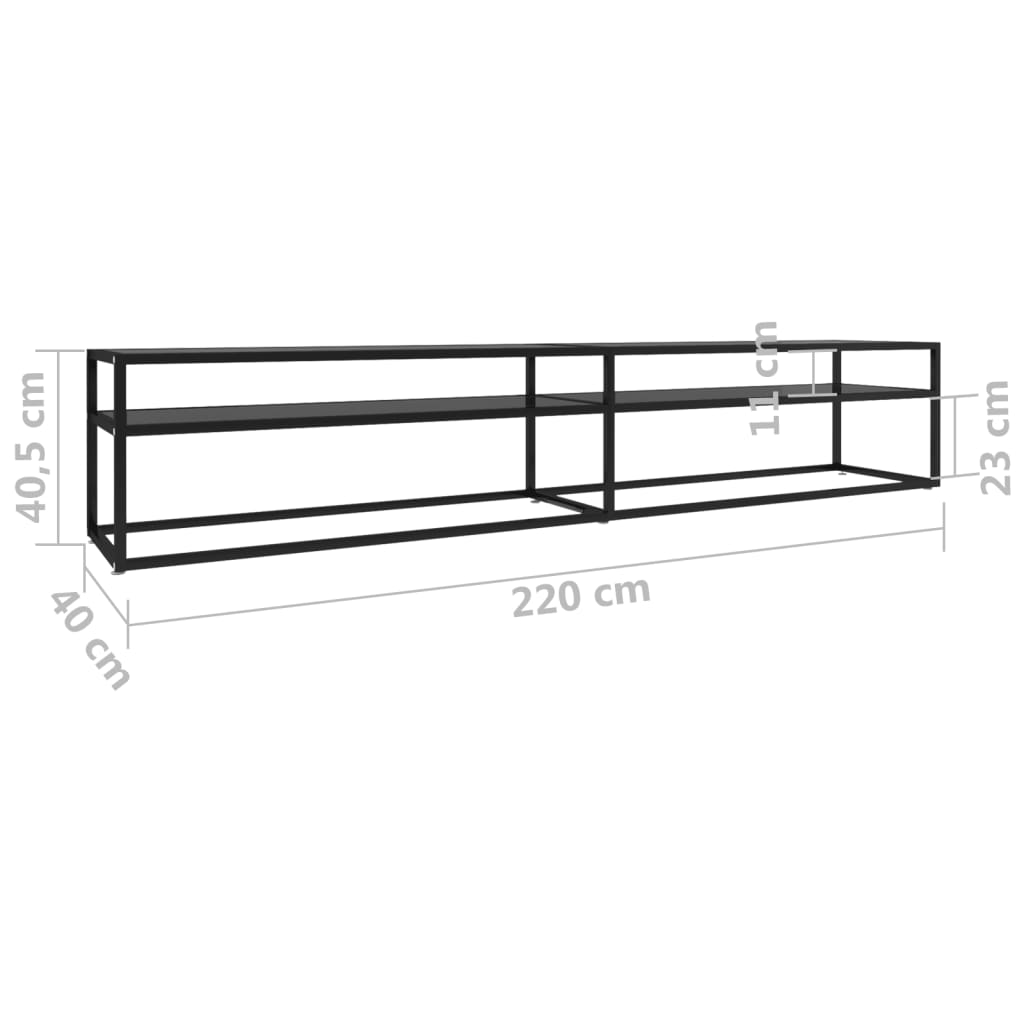 Έπιπλο Τηλεόρασης Μαύρο 220 x 40 x 40,5 εκ. από Ψημένο Γυαλί 6