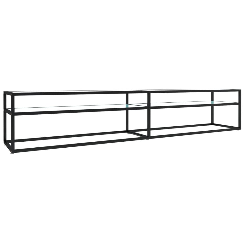 Έπιπλο Τηλεόρασης Λευκό Όψη Μαρμάρου 220x40x40,5εκ Ψημένο Γυαλί 2