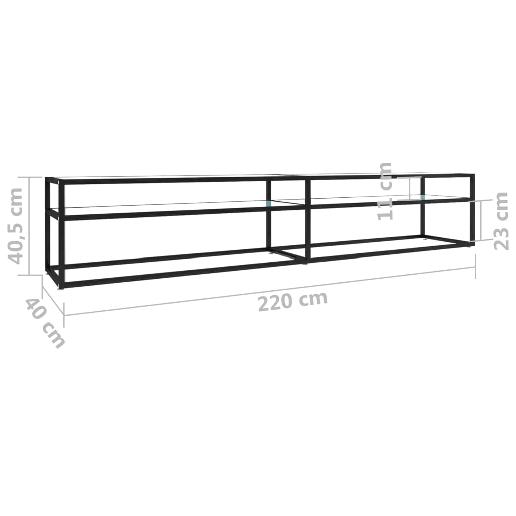 Έπιπλο Τηλεόρασης Λευκό Όψη Μαρμάρου 220x40x40,5εκ Ψημένο Γυαλί 7