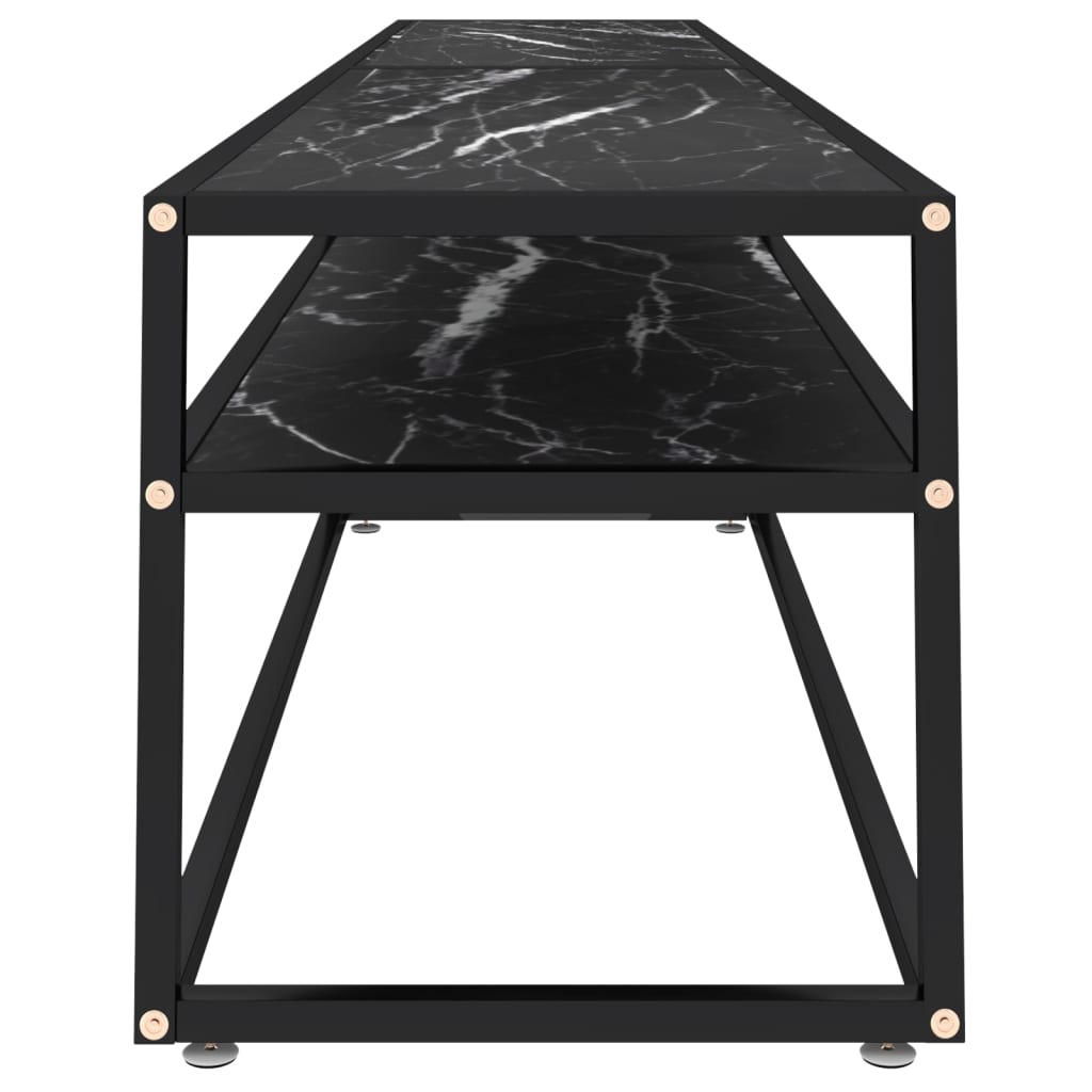 Έπιπλο Τηλεόρασης Μαύρο Όψη Μαρμάρου 220x40x40,5εκ Ψημένο Γυαλί 4