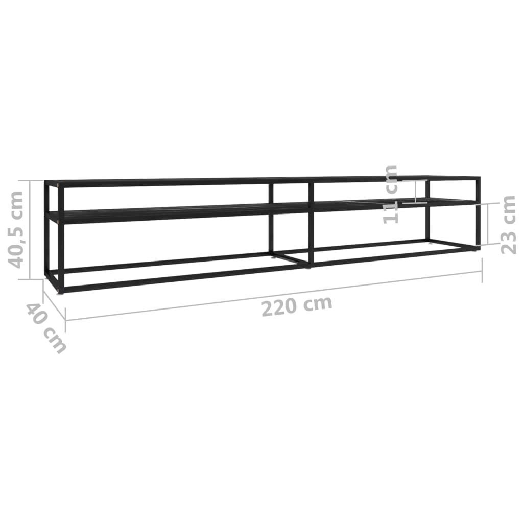Έπιπλο Τηλεόρασης Μαύρο Όψη Μαρμάρου 220x40x40,5εκ Ψημένο Γυαλί 7