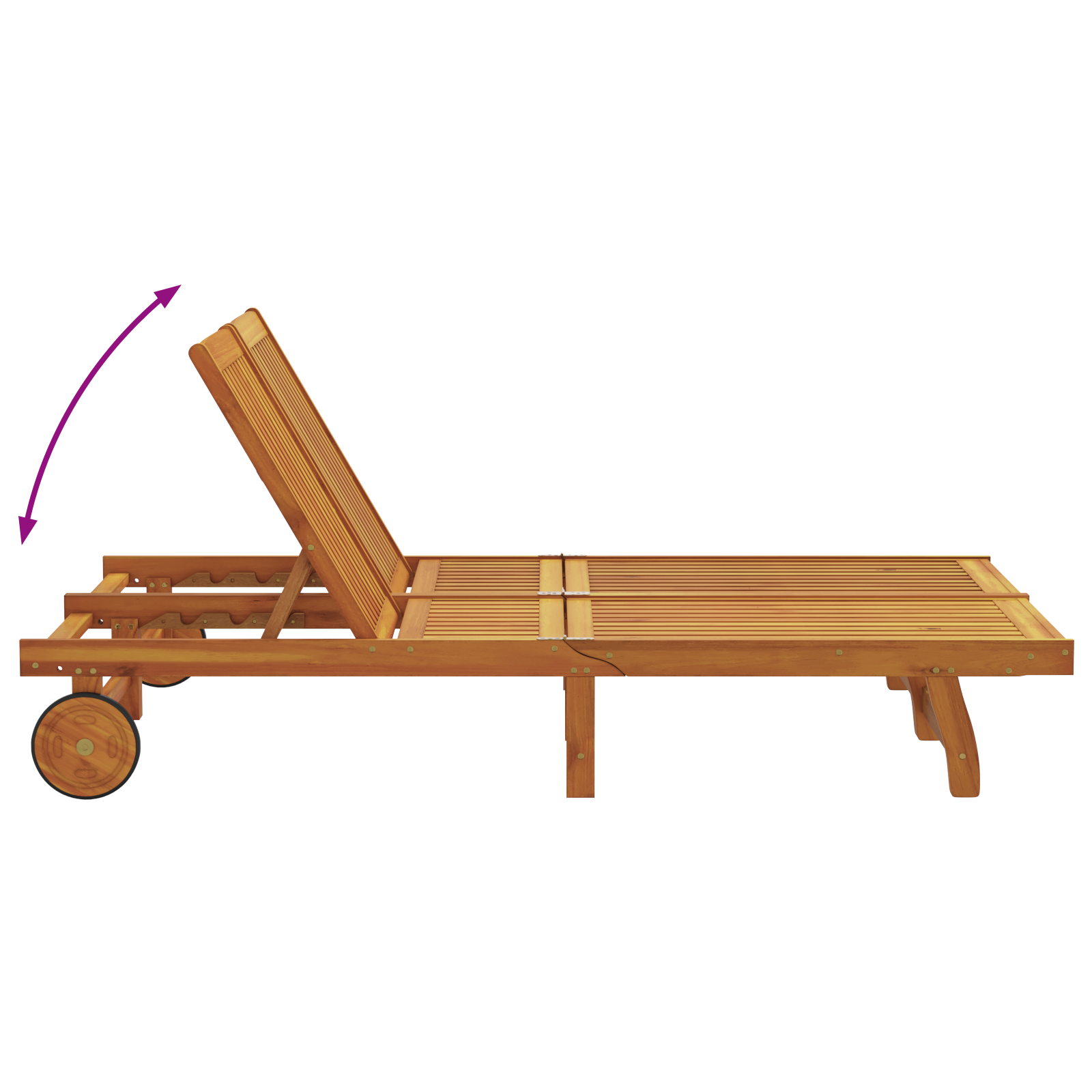 Διπλή Ξαπλώστρα με Ρόδες και Μαξιλάρι από Ξύλο Ακακίας 7