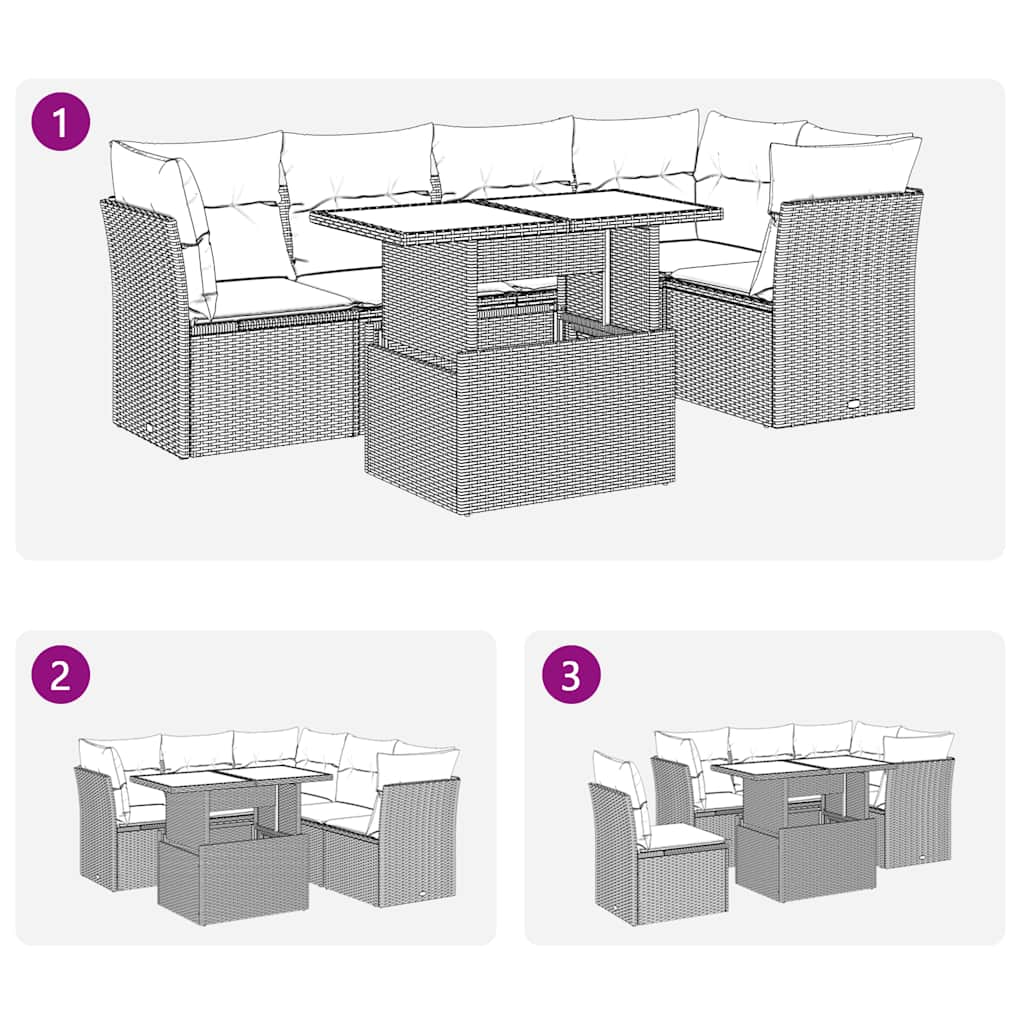 Καναπές Κήπου 6 Τεμαχίων Μαύρο από Συνθετικό Ρατάν με Μαξιλάρια 9