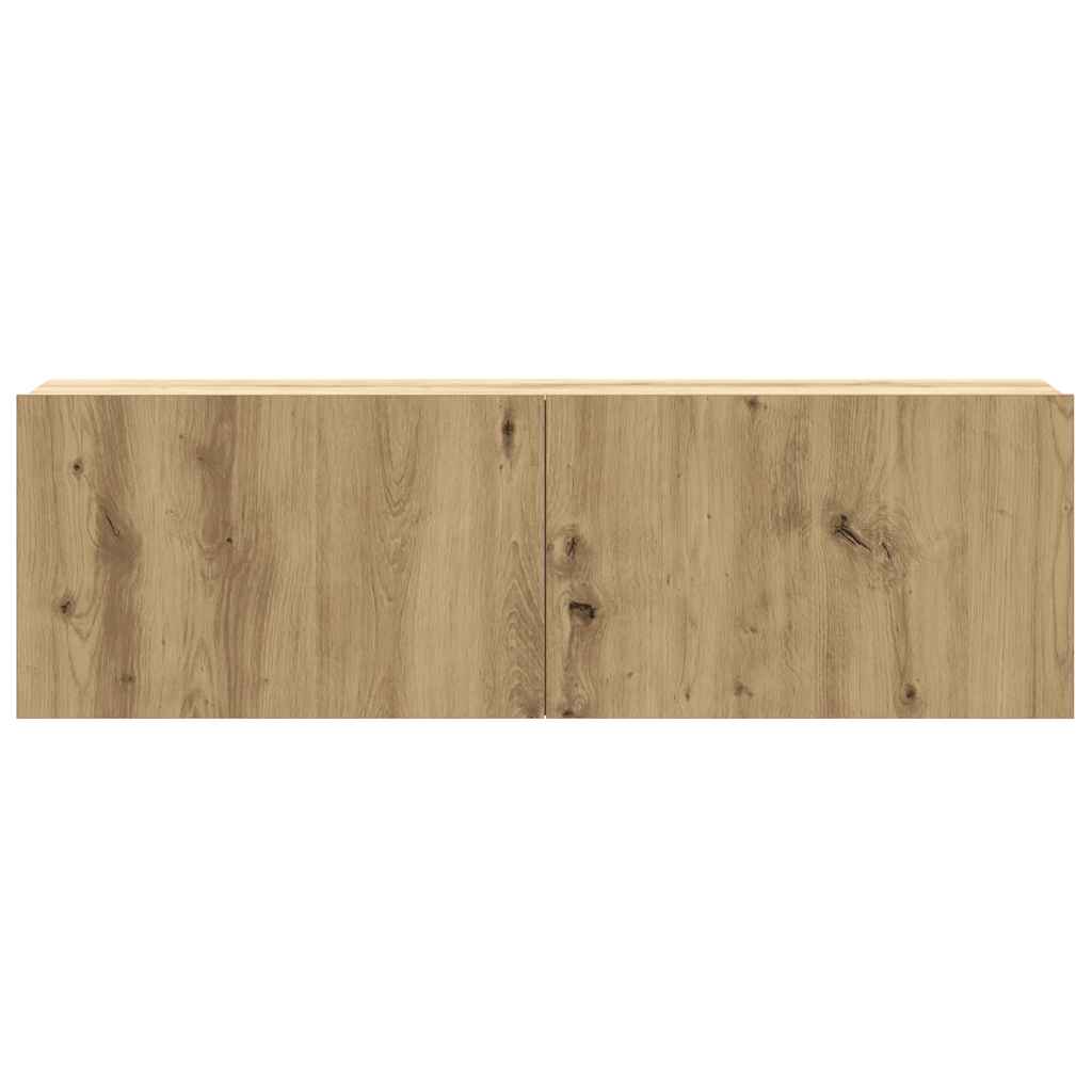 Σετ ντουλαπιών τηλεόρασης 2 τεμαχίων Επιτοίχιο Τεχνικής Δρυς 5