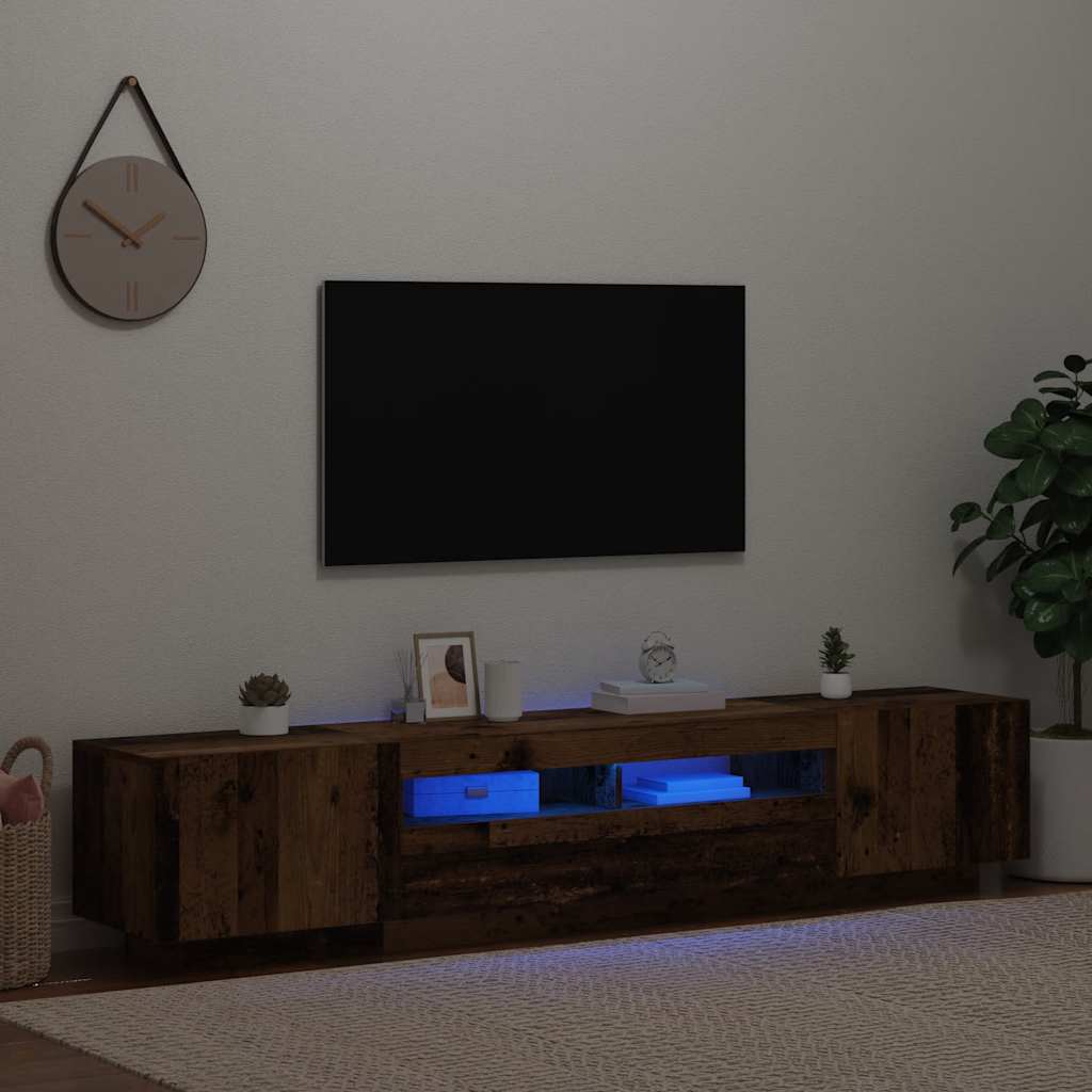 Έπιπλο Τηλεόρασης LED Όψη Παλαιού Ξύλου 200x35x40 εκ.Επεξ. Ξύλο 3