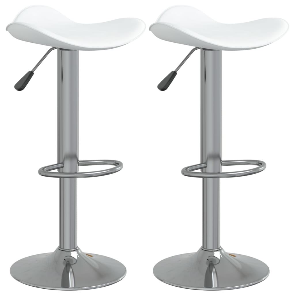 Σκαμπό Μπαρ 2 τεμ. Λευκό Επιχρωμιωμένο Ατσάλι/Συνθετικό Δέρμα 2