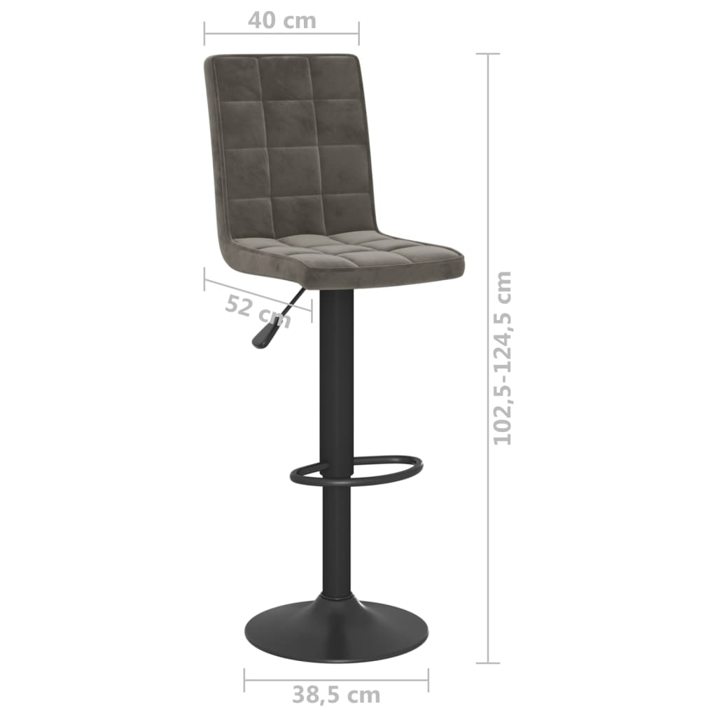 Σκαμπό Μπαρ 2 τεμ. Σκούρο Γκρι Βελούδινα 10