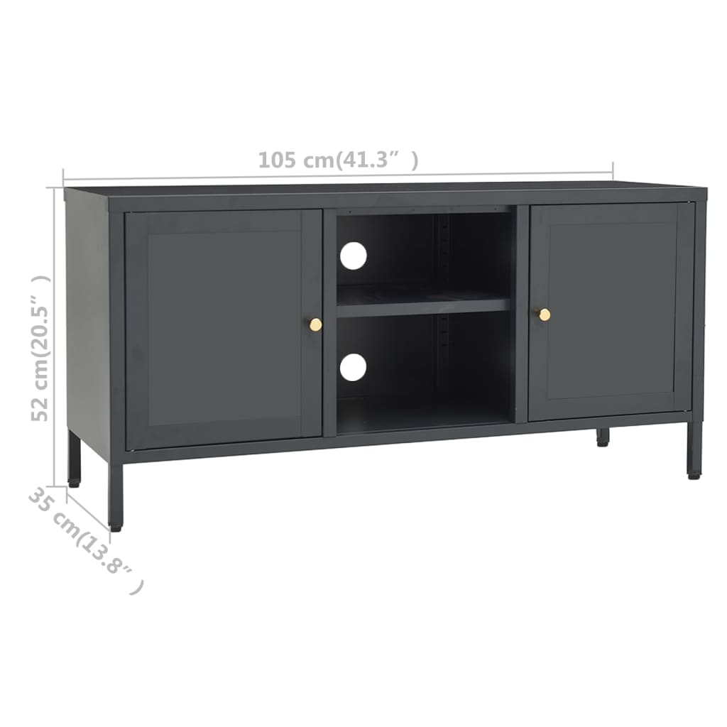 Έπιπλο Τηλεόρασης Ανθρακί 105 x 35 x 52 εκ από Ατσάλι και Γυαλί 10