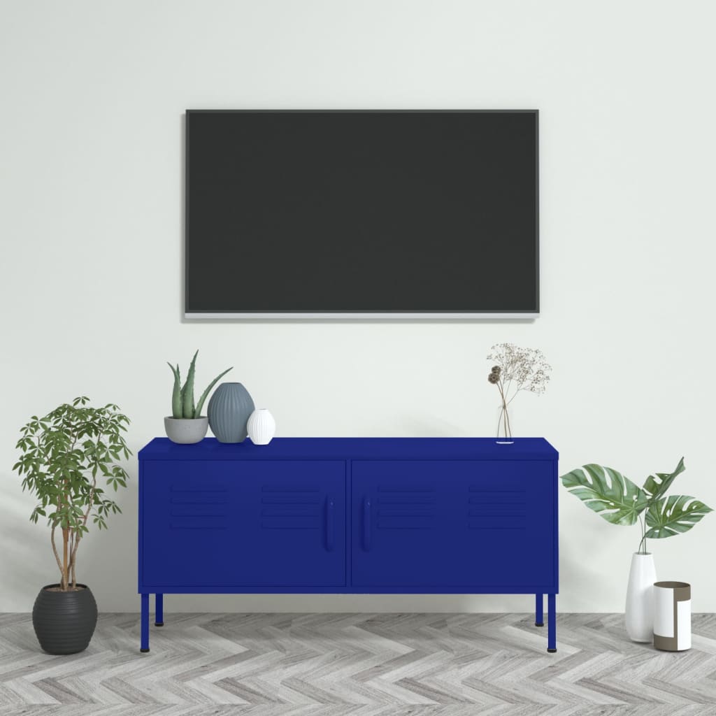Έπιπλο Τηλεόρασης Ναυτικό Μπλε 105x35x50 εκ. από Ατσάλι 1