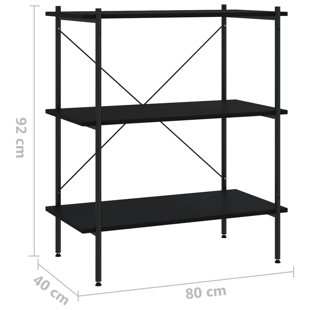 Ραφιέρα 3 Επιπέδων Μαύρη 80 x 40 x 92 εκ. 7