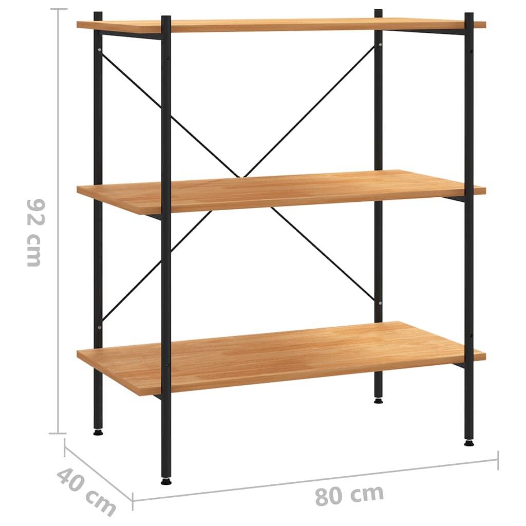 Ραφιέρα 3 Επιπέδων Μαύρη και Δρυς 80 x 40 x 92 εκ. 7