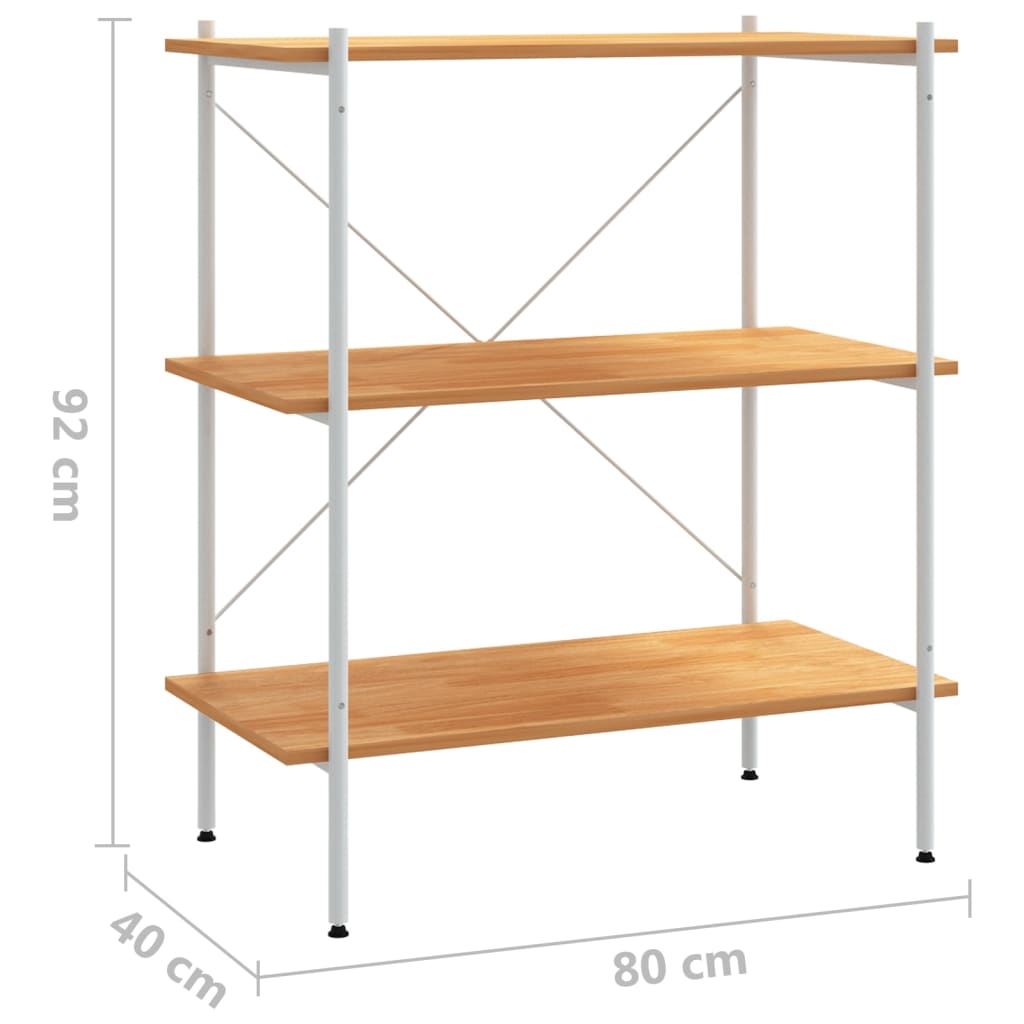 Ραφιέρα 3 Επιπέδων Λευκή και Δρυς 80 x 40 x 92 εκ. 7