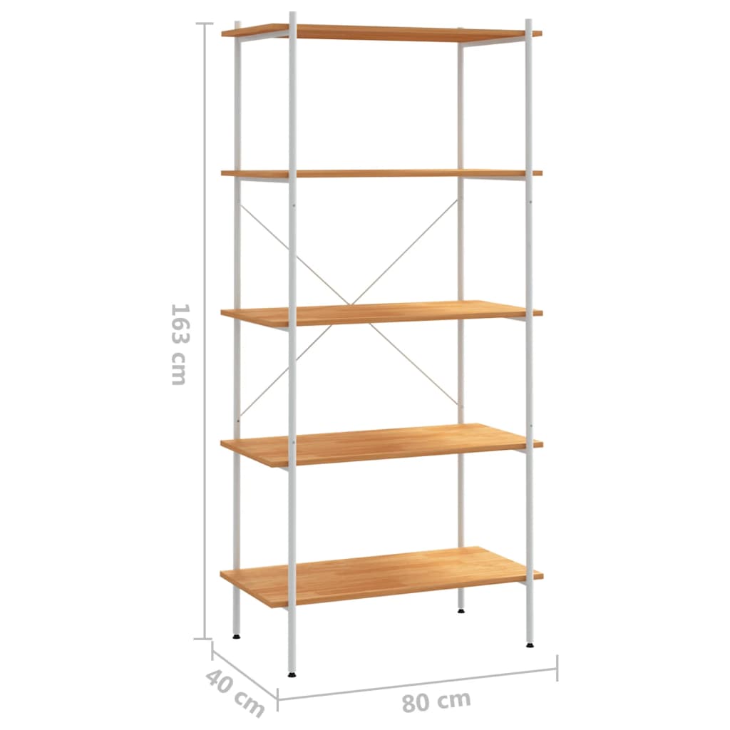 Ραφιέρα 5 Επιπέδων Λευκή και Δρυς 80 x 40 x 163 εκ. 7